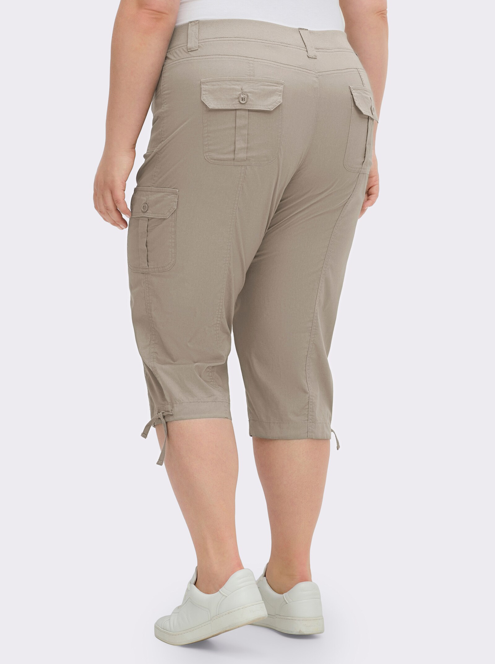 Caprihose mit weitenverstellbarem Saum - taupe