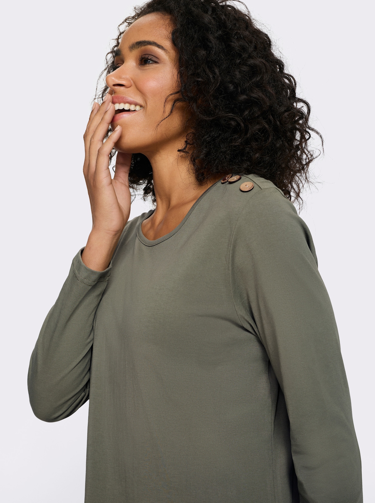Longshirt mit Zierknöpfen - khaki