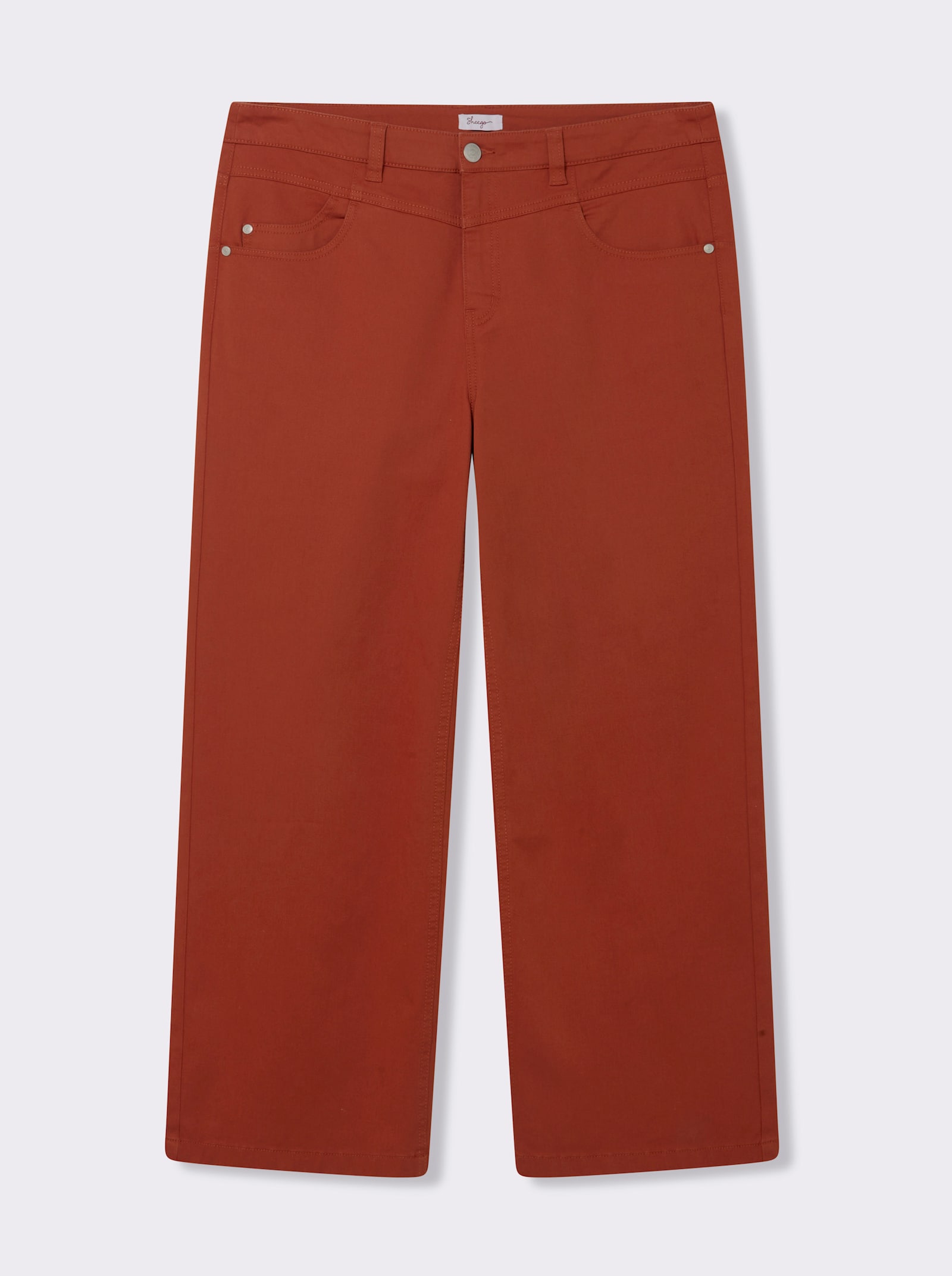 sheego Jeans mit weitem Bein und High-Waist-Bund - rostrot