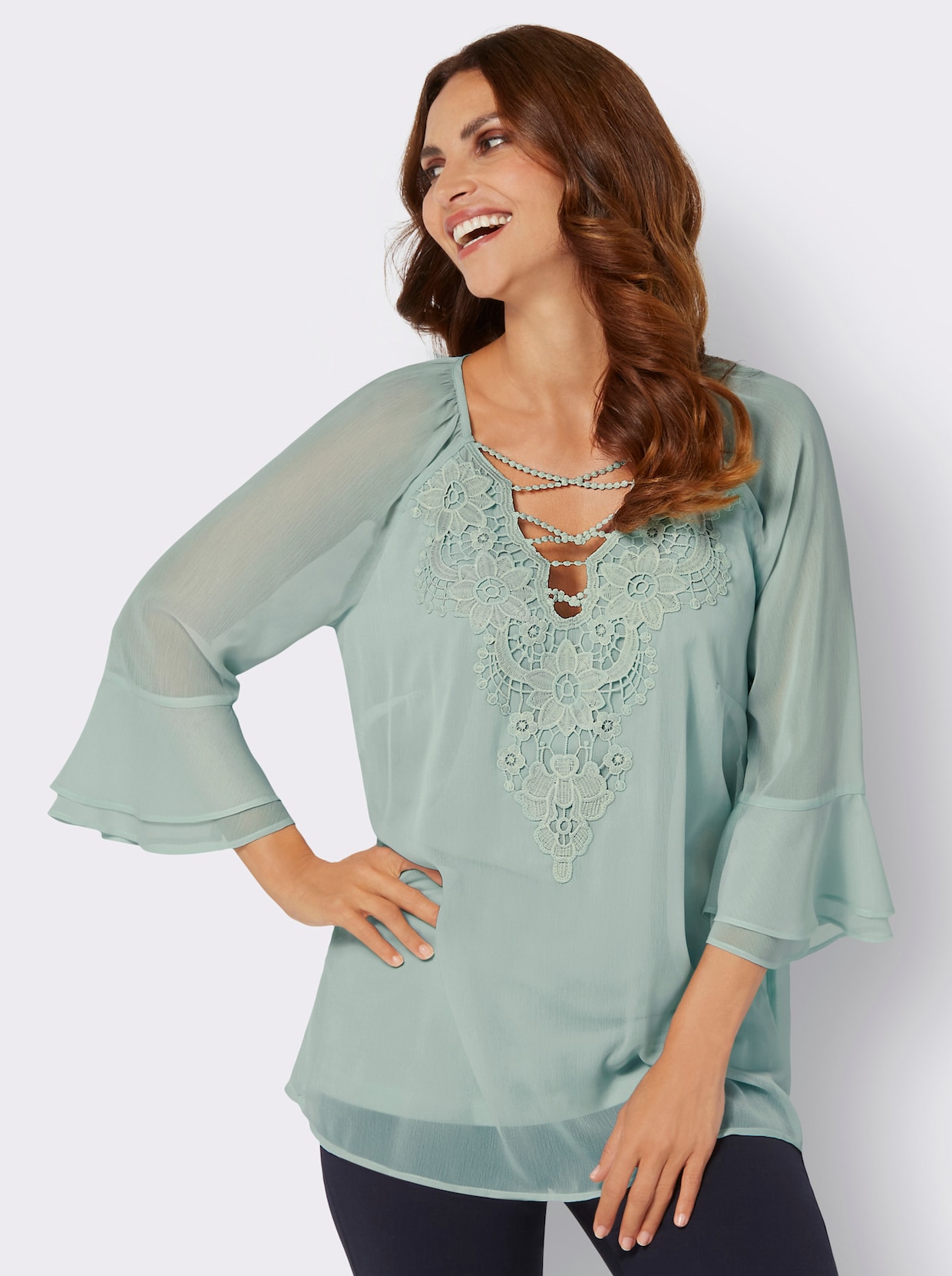 Comfortabele blouse - kalkmint