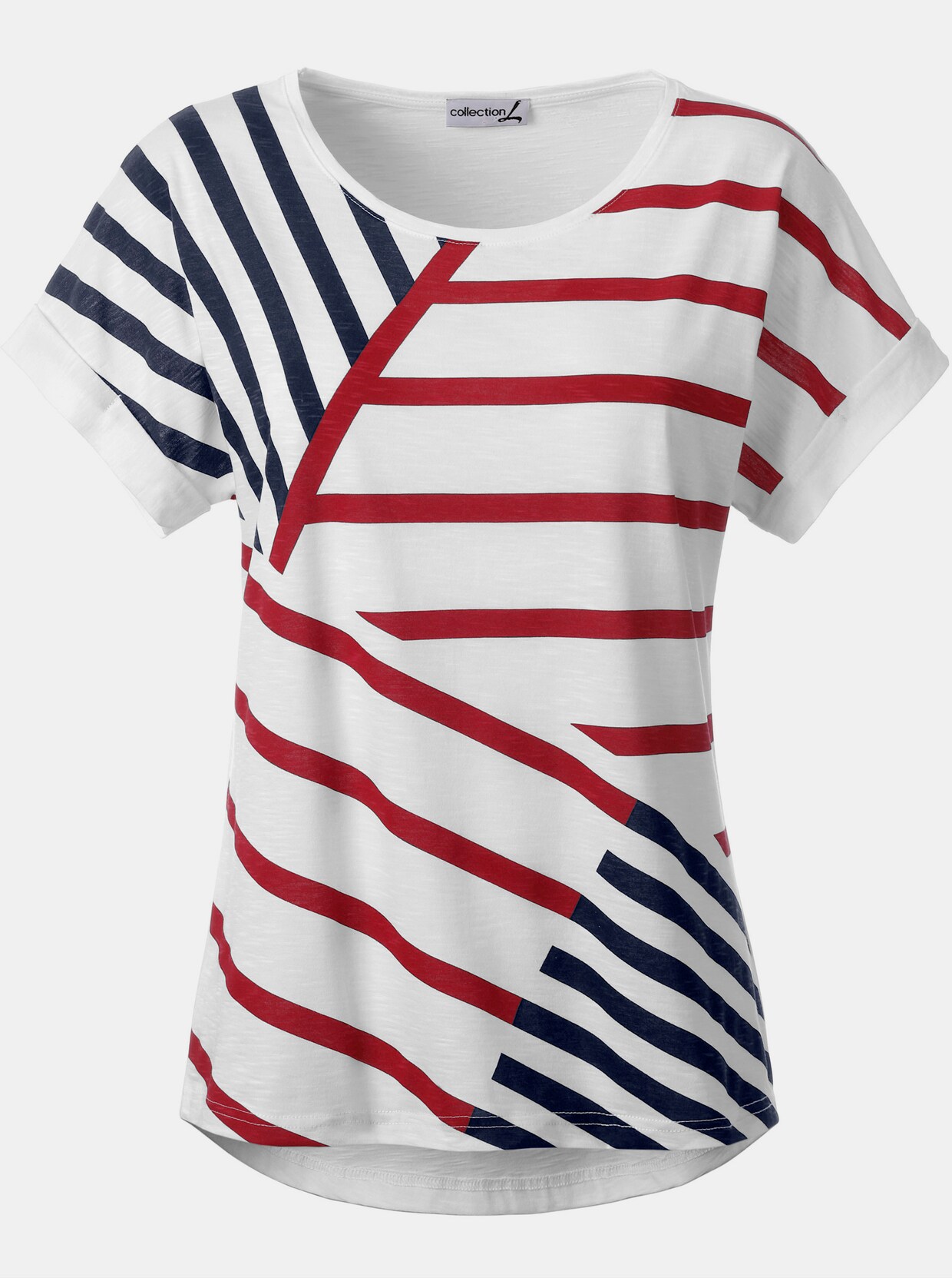 Shirt met korte mouwen - wit/rood gestreept