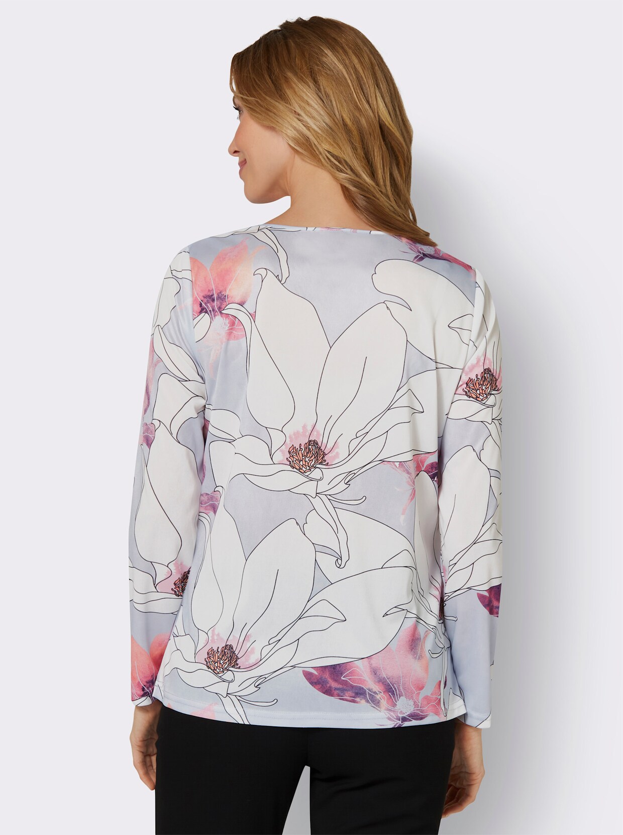 Shirt met lange mouwen - ecru/malve