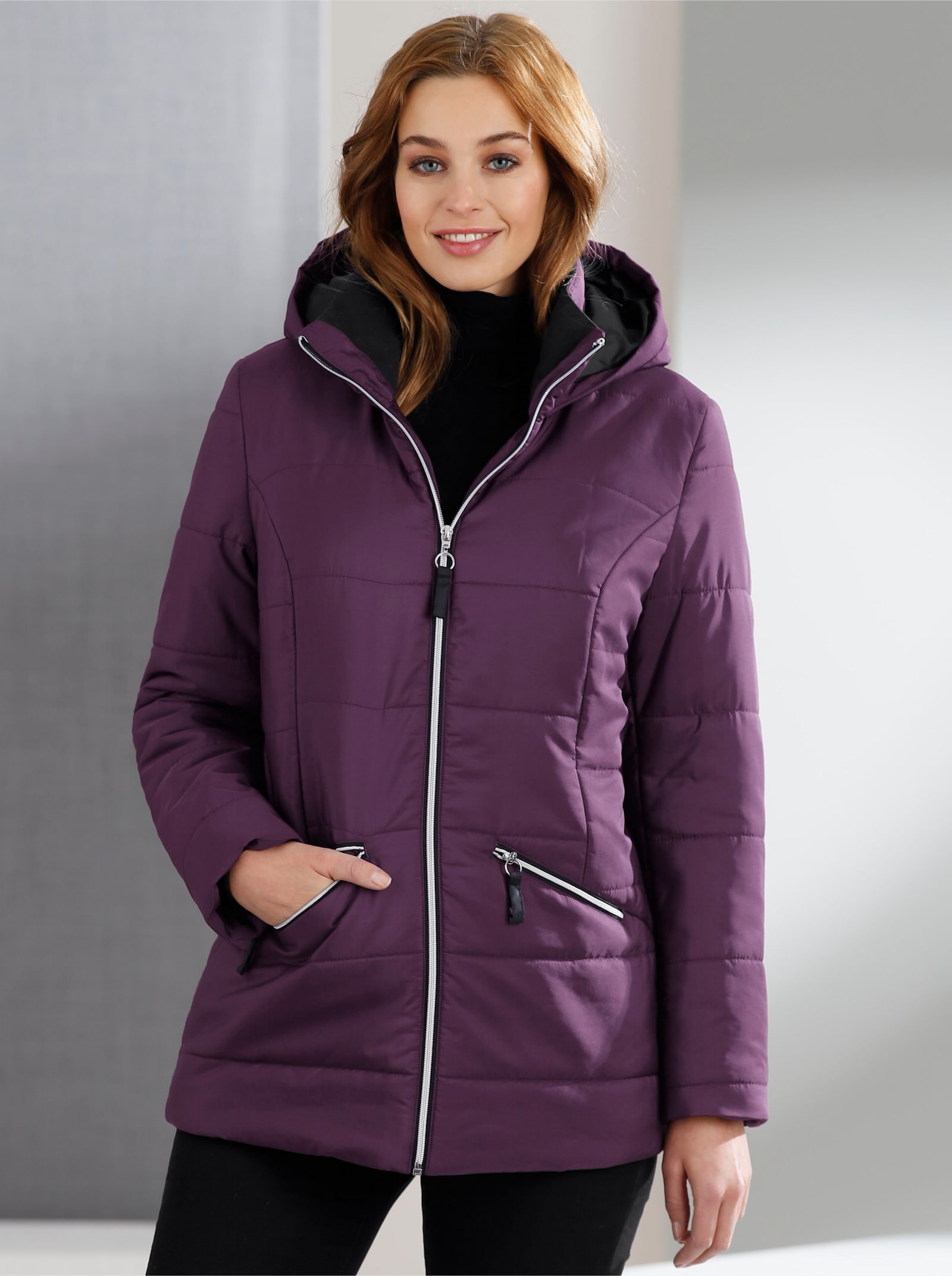 Steppjacke mit Wattierung, wärmend - aubergine
