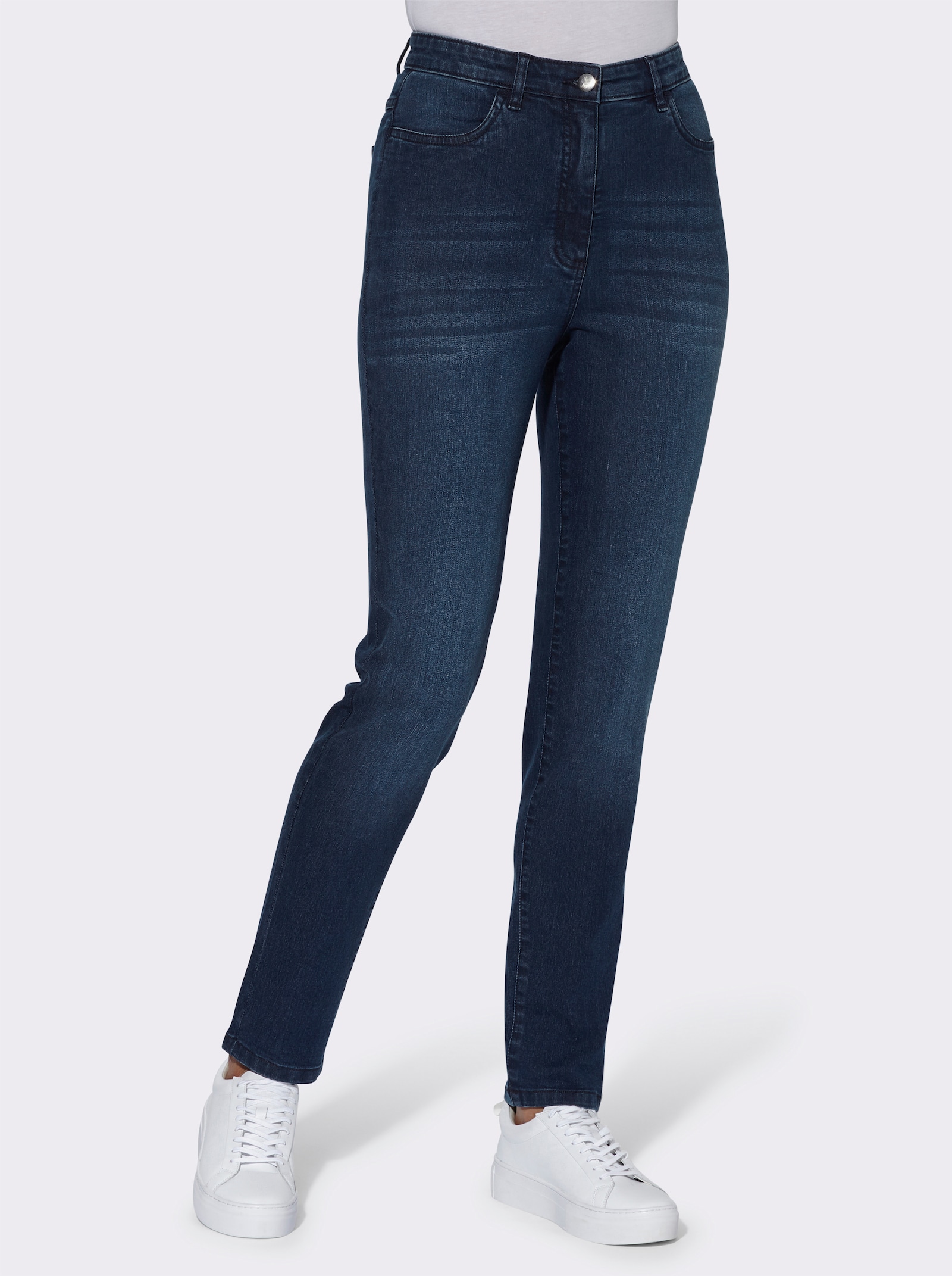 Jeans med hög midja och avsmalnande ben - dark blue