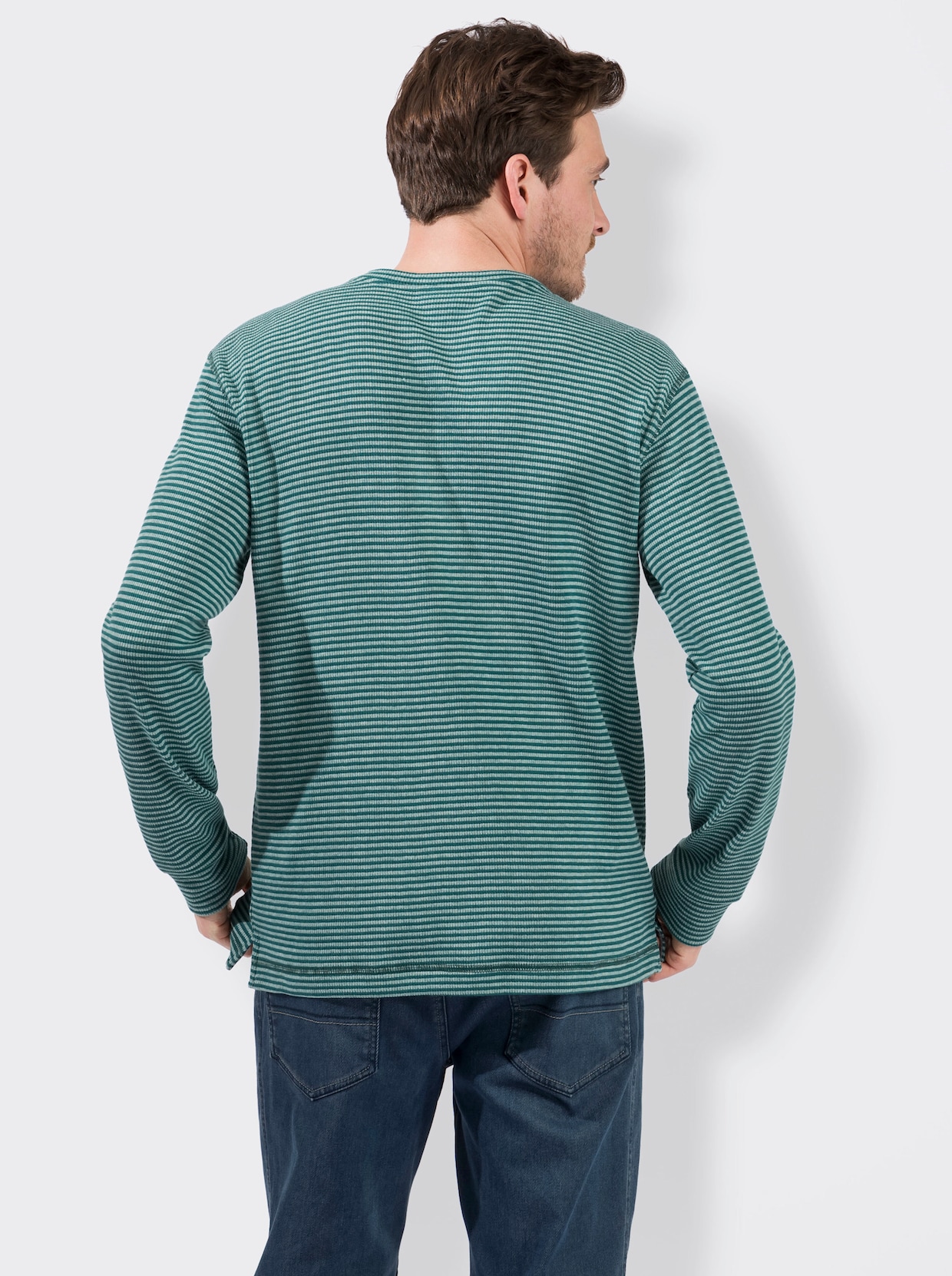 Catamaran Longsleeve - groen/grijs gestreept