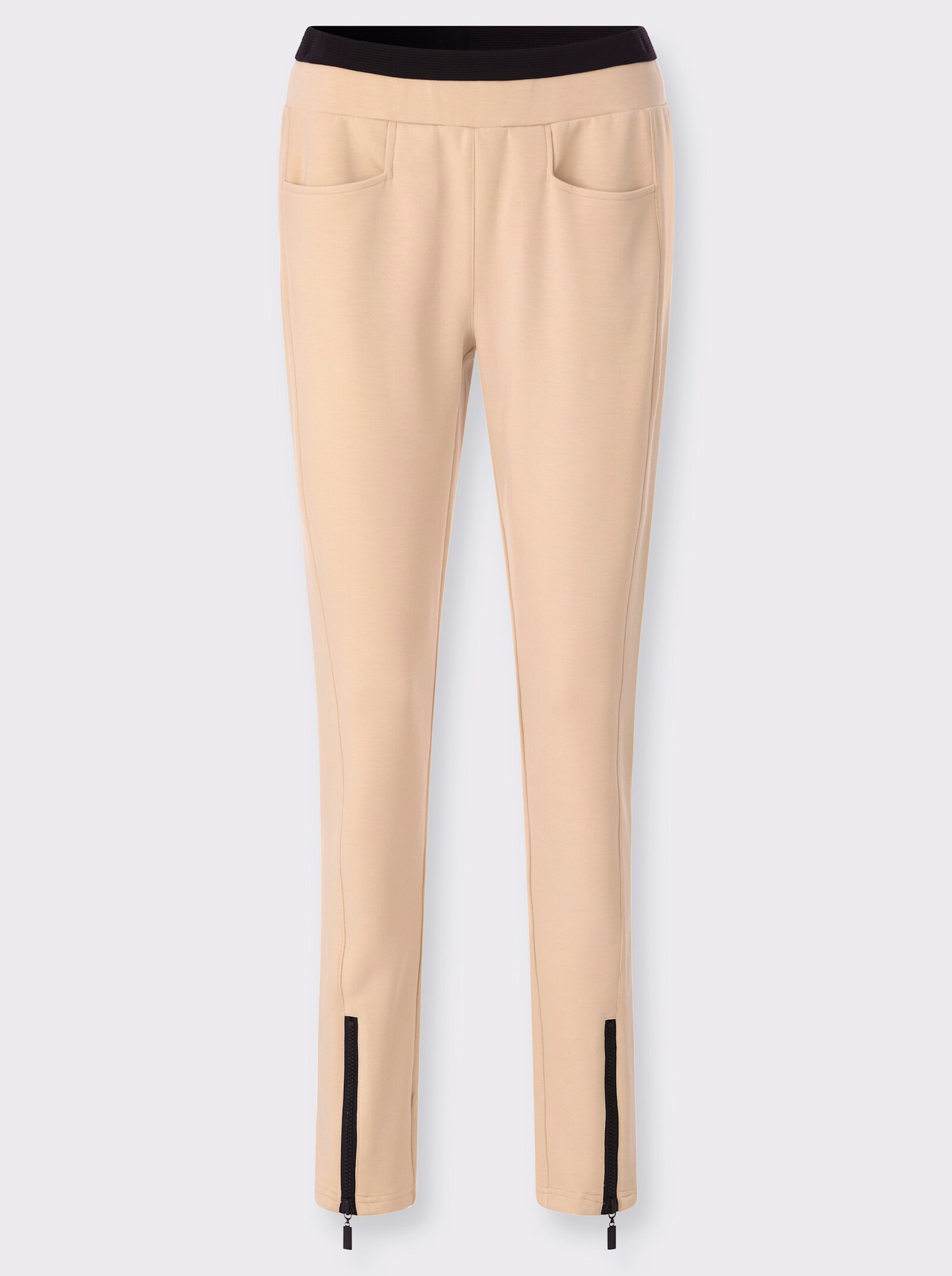 Jogg Pants mit Zier-Reißverschlüssen - sand