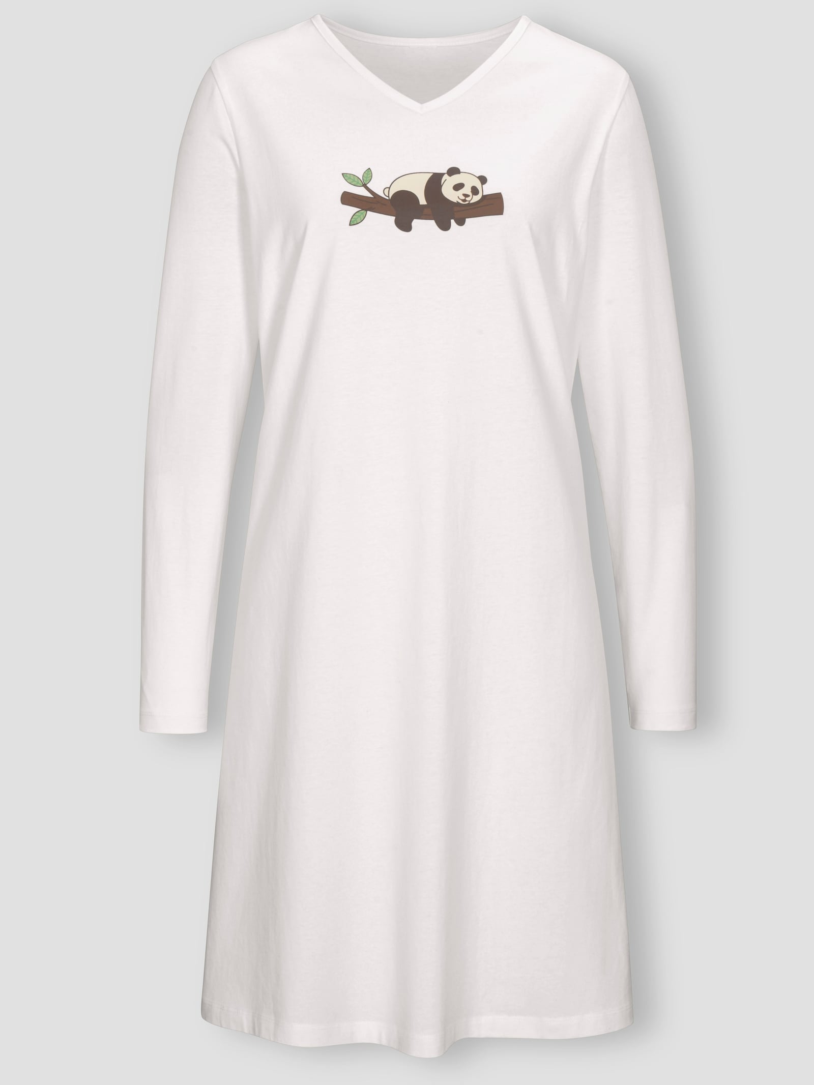 Nachthemden mit platziertem Panda-Print - ecru + apfel