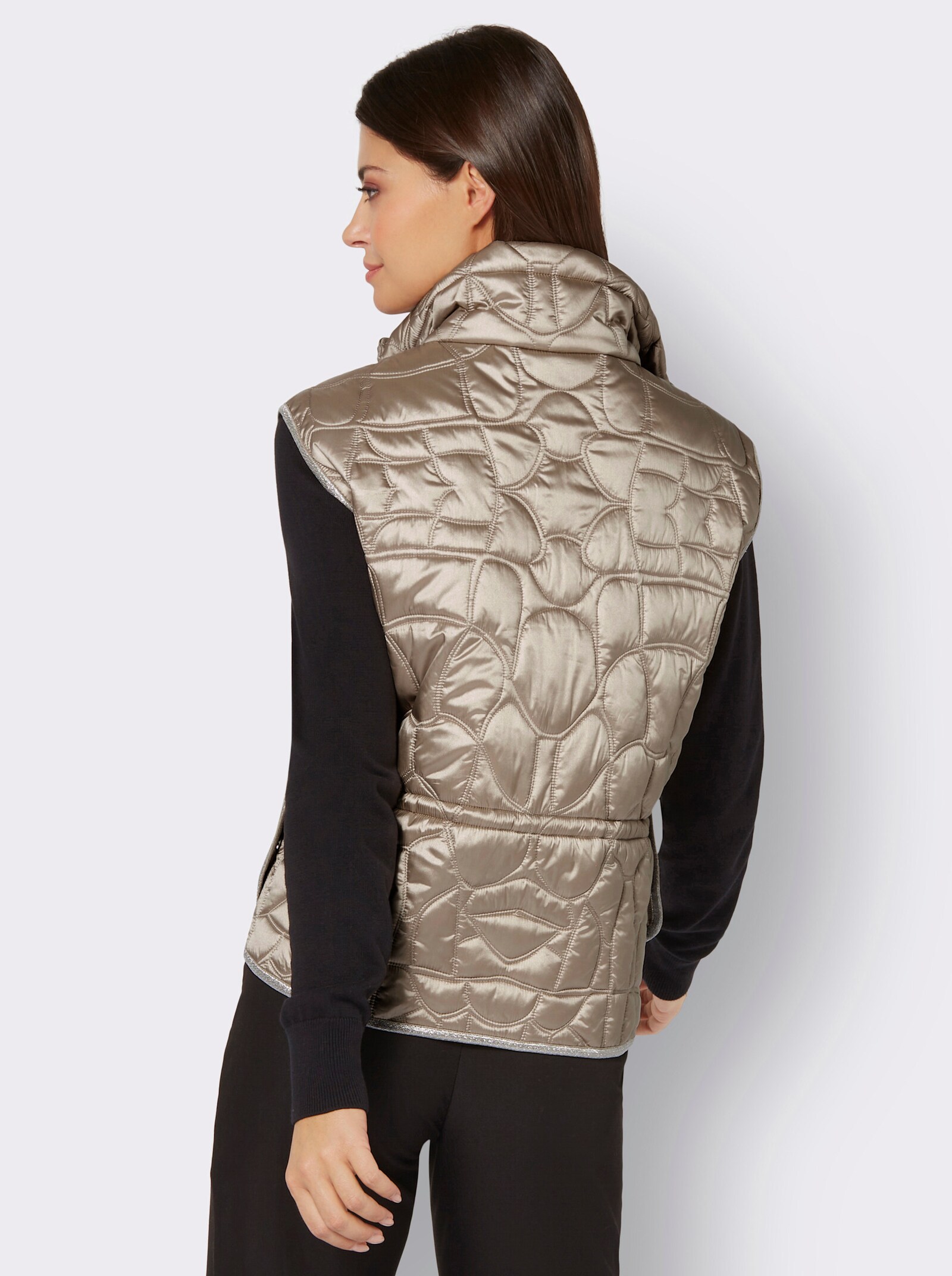 Steppweste mit Glanz-Effekt - sesam