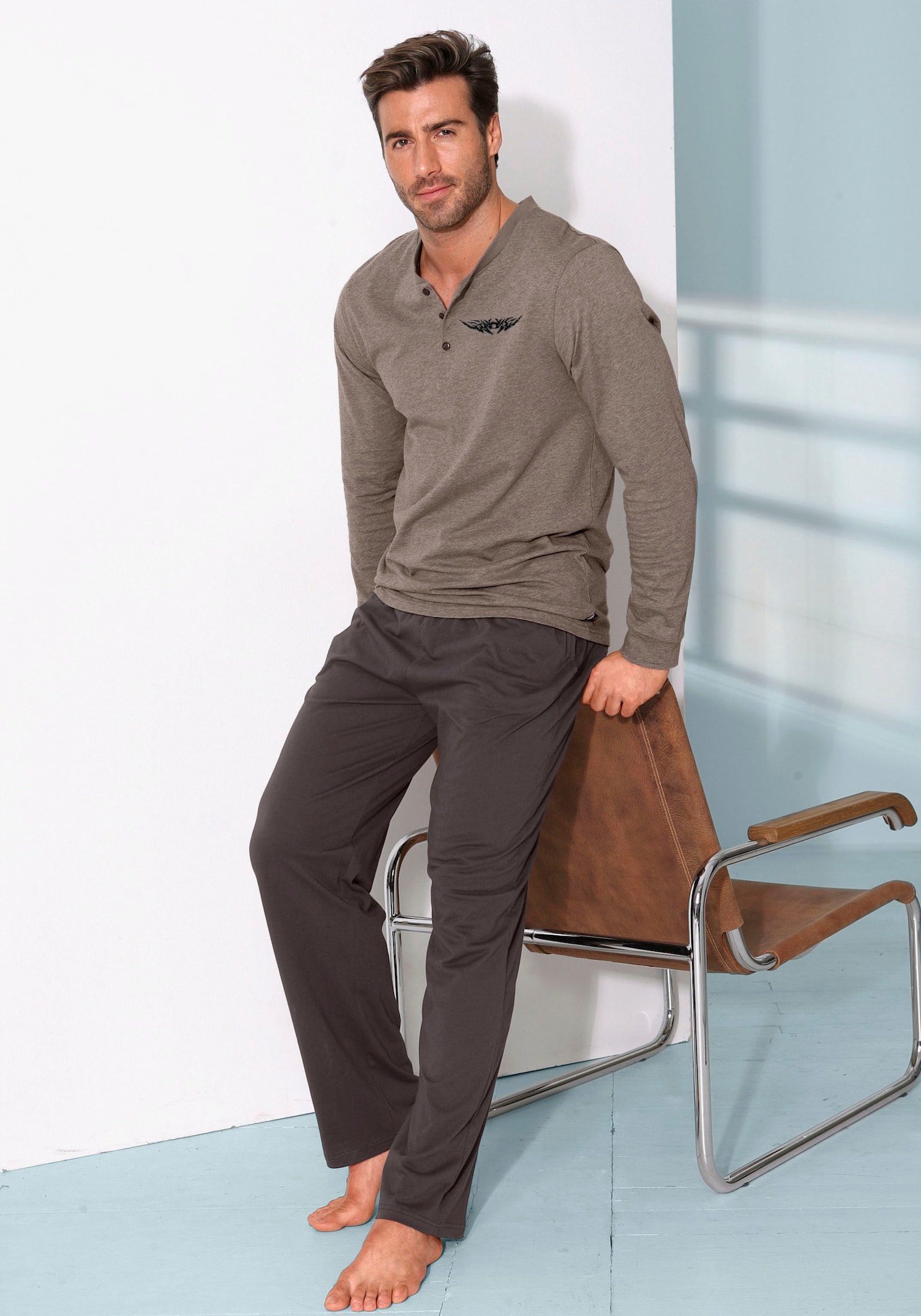 AUTHENTIC LE JOGGER Pyjama - bruin gemêleerd/donkerbruin