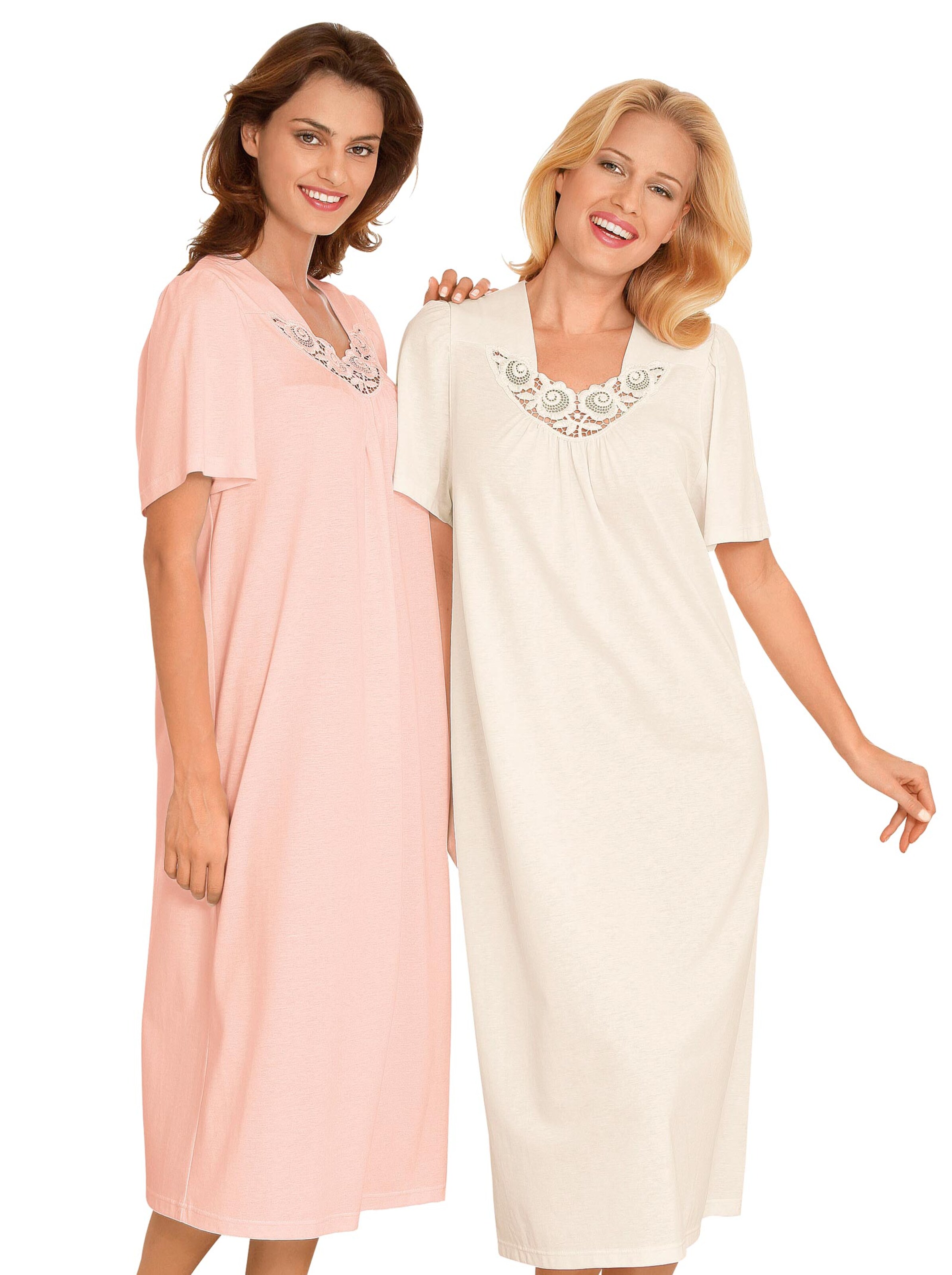 Kurzarm-Nachthemden - apricot + champagner