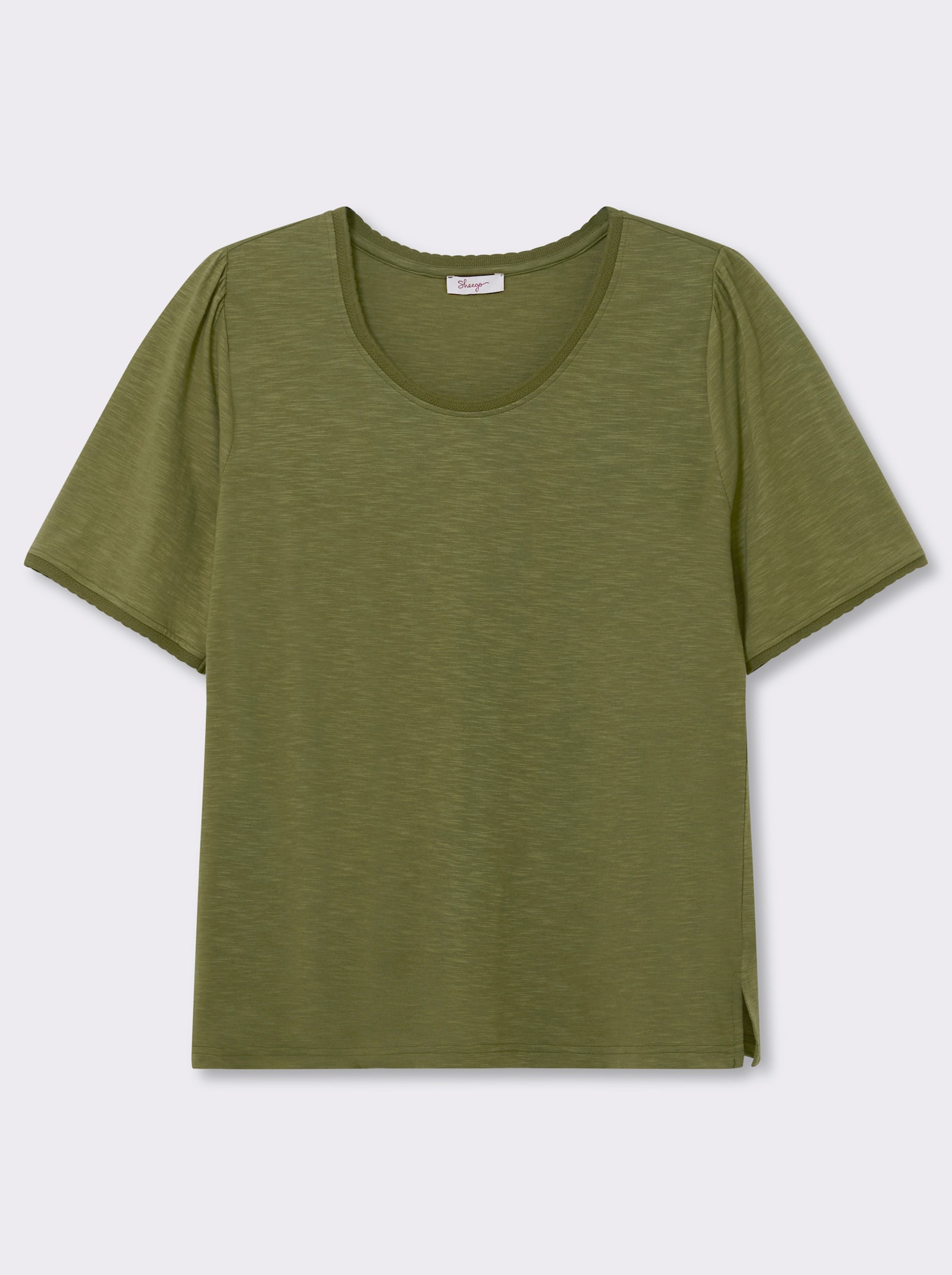 sheego Rundhalsshirt in Flammgarn-Struktur - oliv