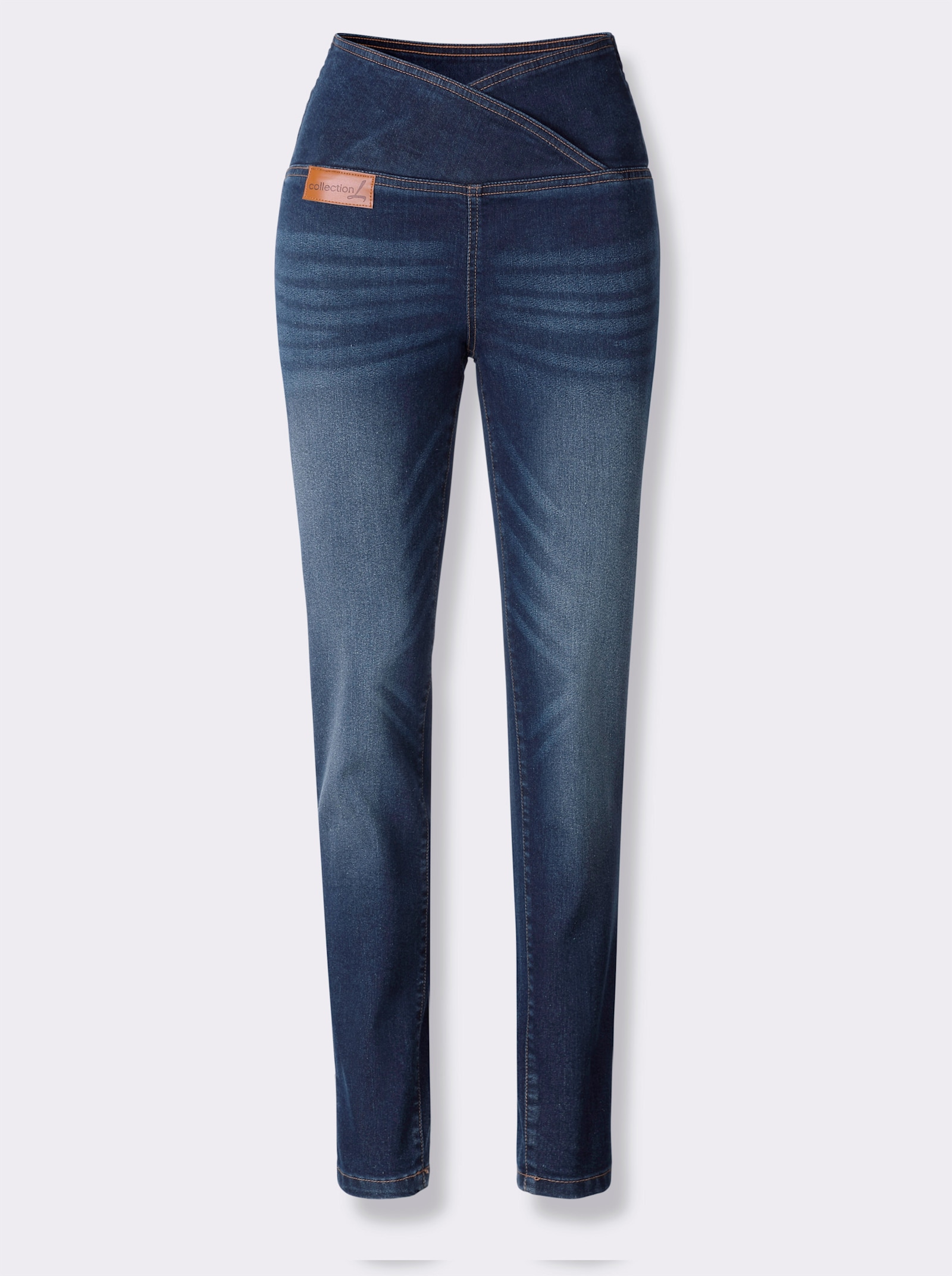 Stretchjeans met overlappende band - dark-blue