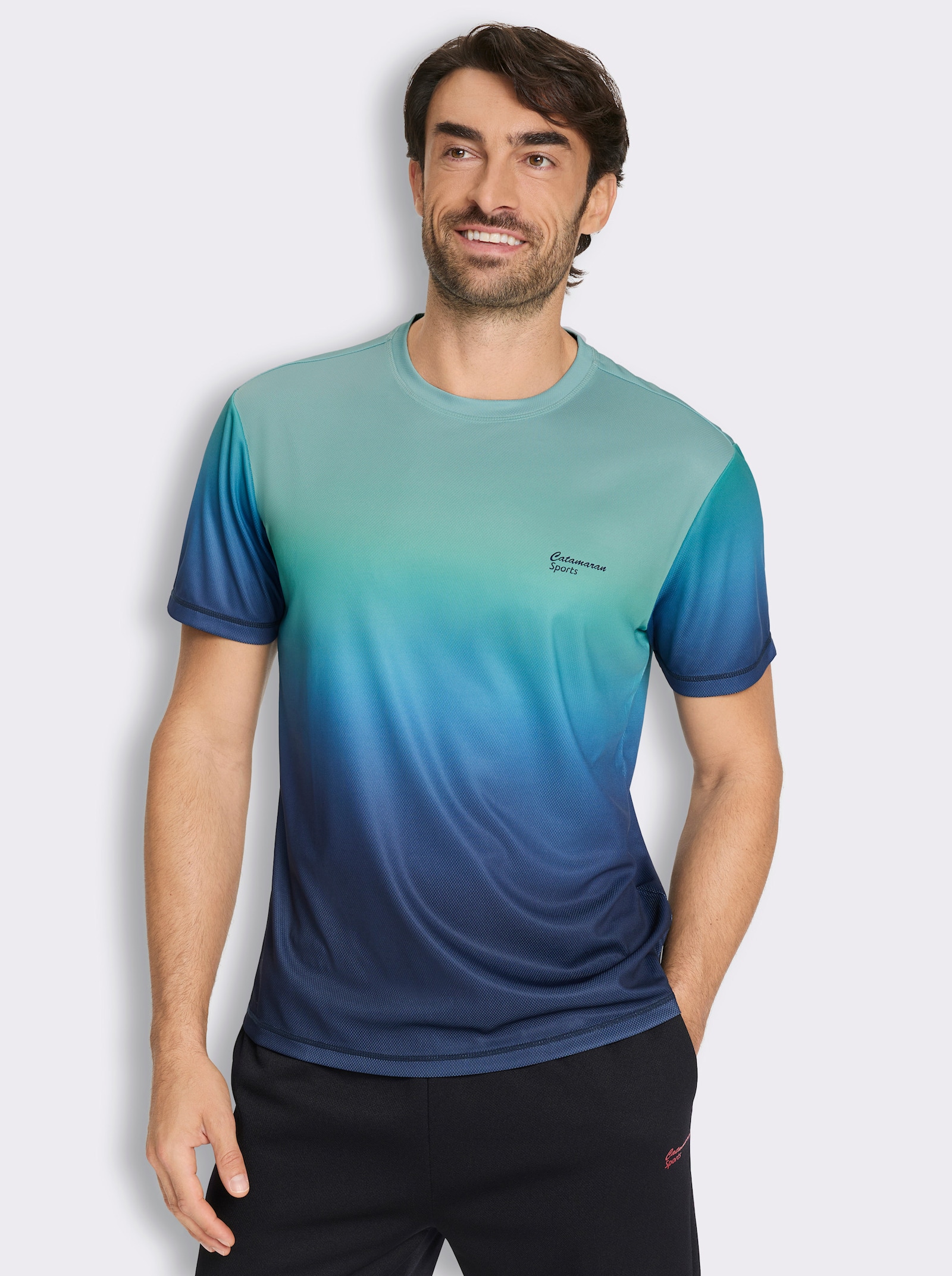 Catamaran Sports Kurzarmshirt mit Farbverlauf - marine-kalkmint