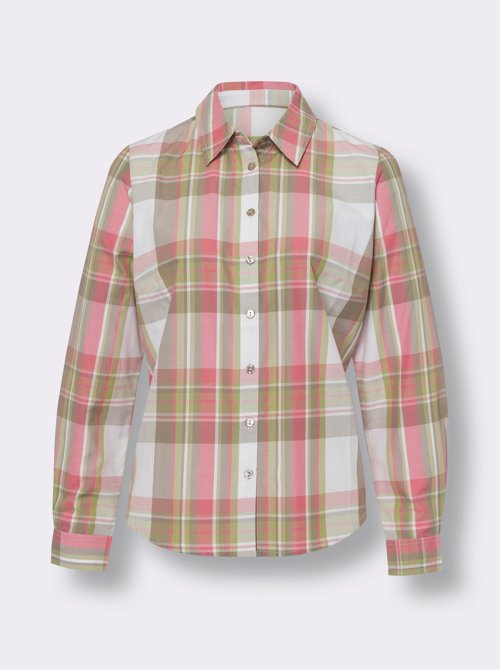 Rutig blus med skjortkrage - ecru-flamingo-rutig