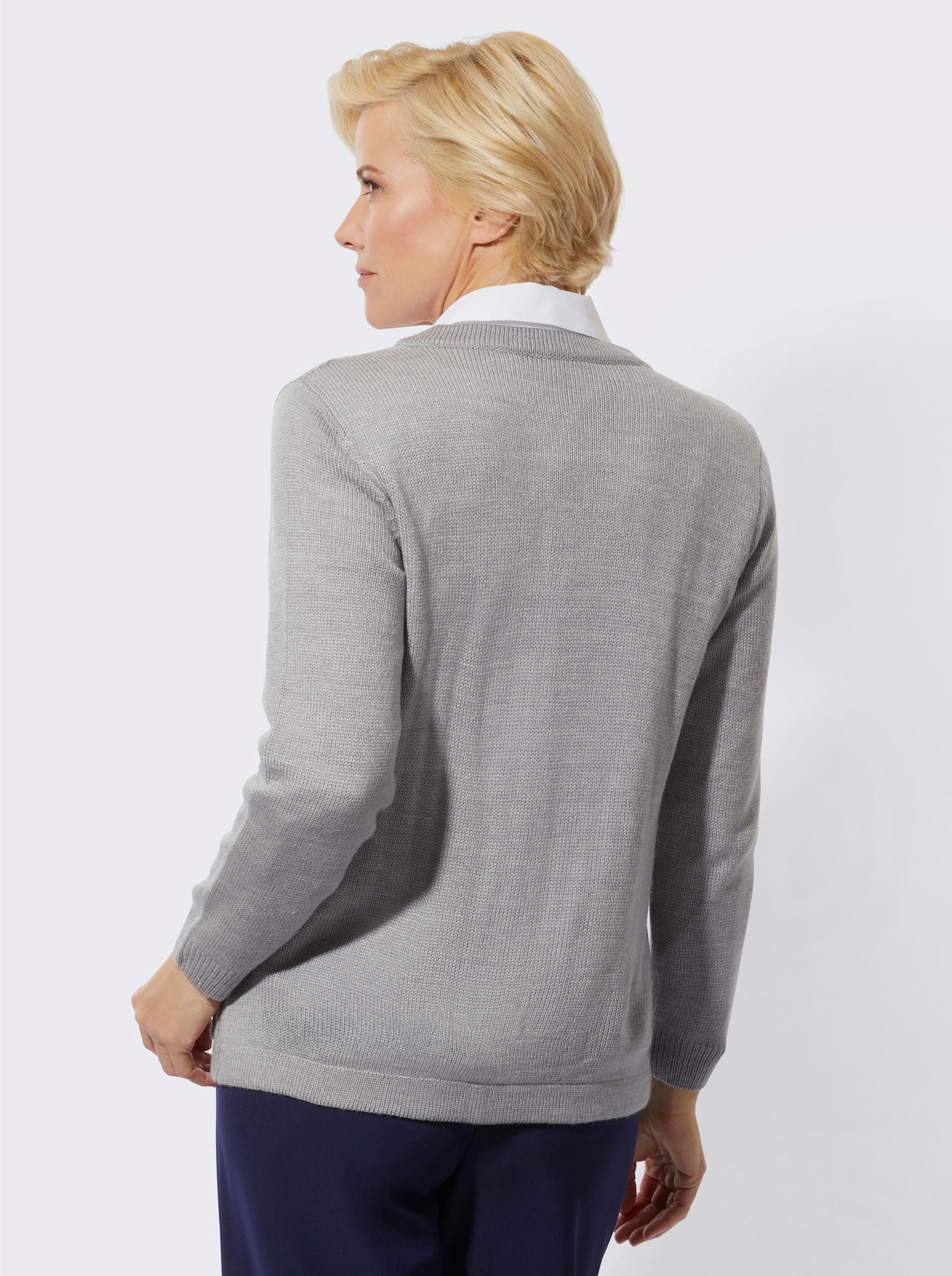 Vest met kabelpatroon - steengrijs/gemêleerd