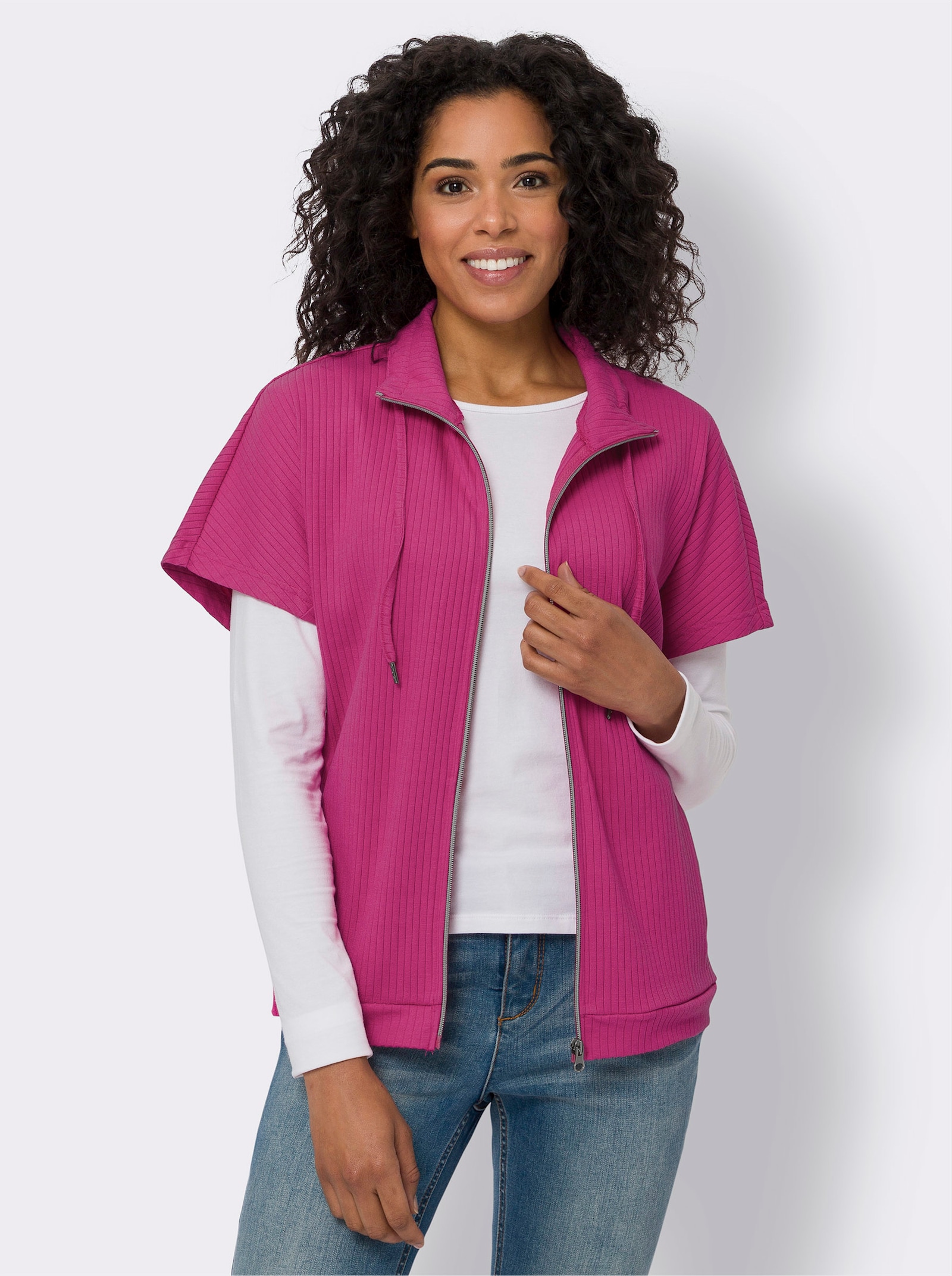 Shirtjacke in Ripp-Qualität mit Baumwolle - fuchsia