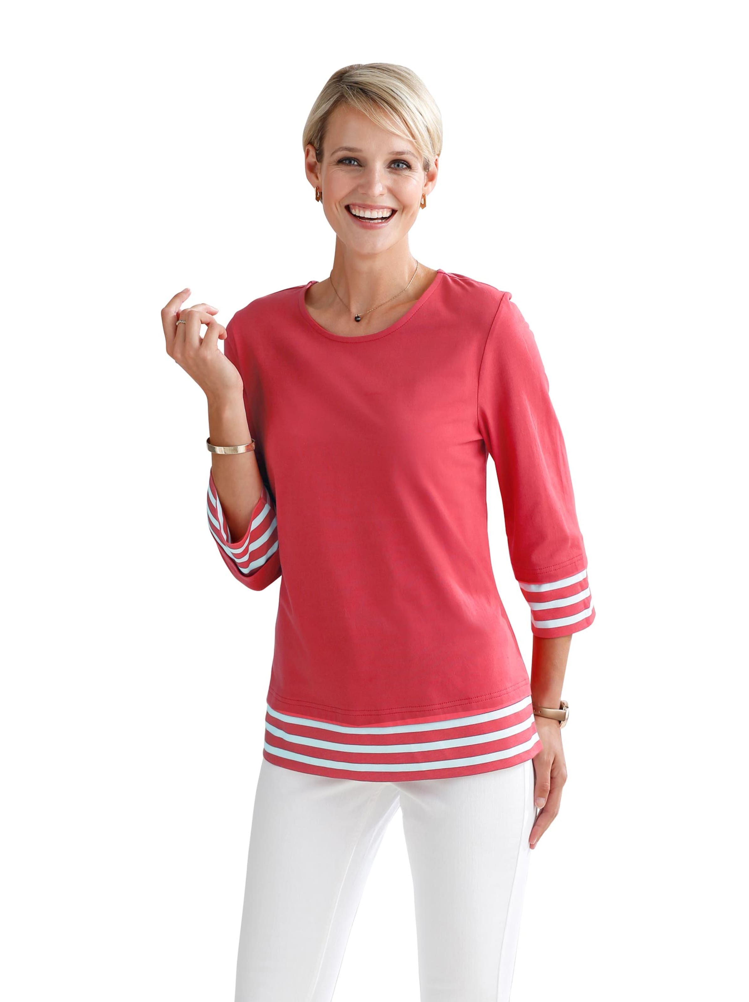 Shirt - erdbeere-weiß-gemustert