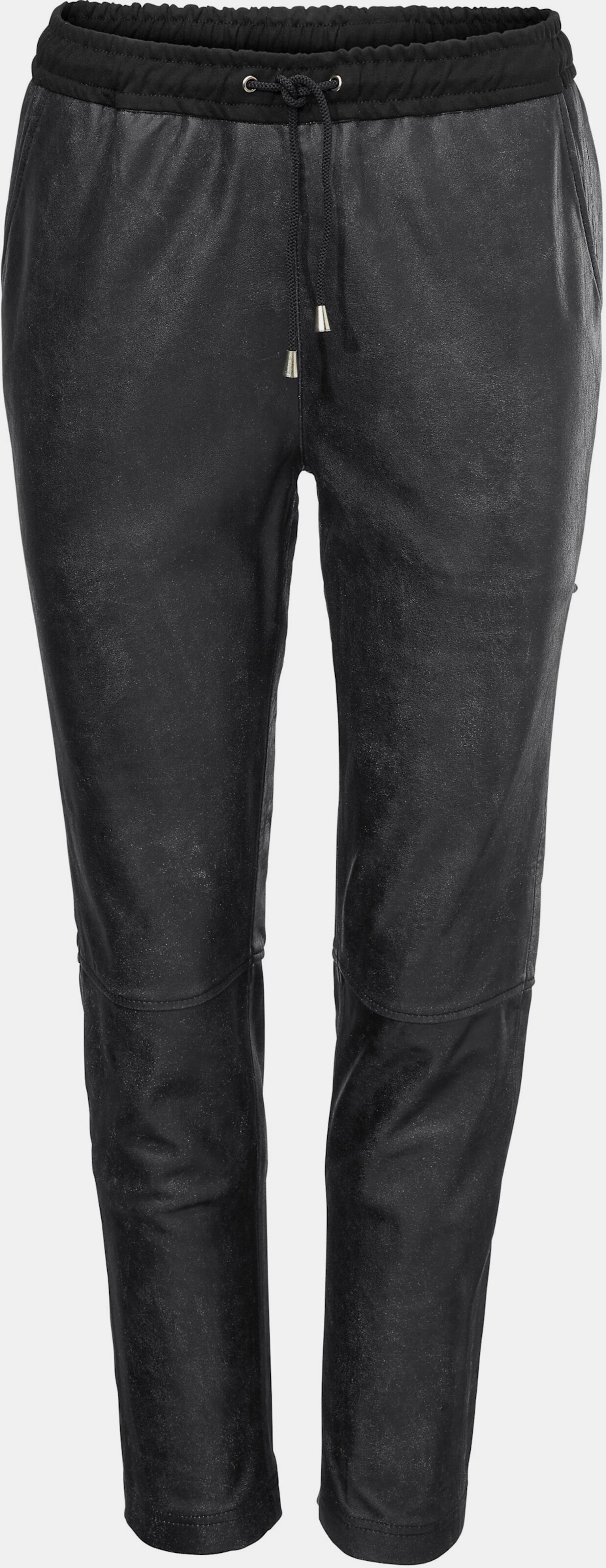 heine Leder-Jogginghose - schwarz
