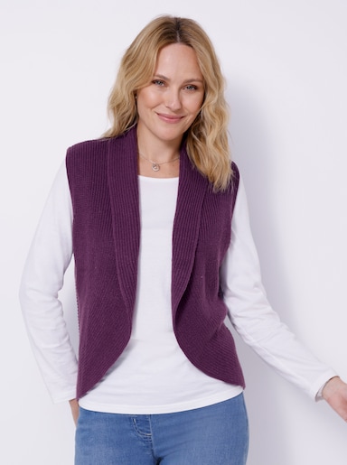 Strickweste mit Schalkragen - traube