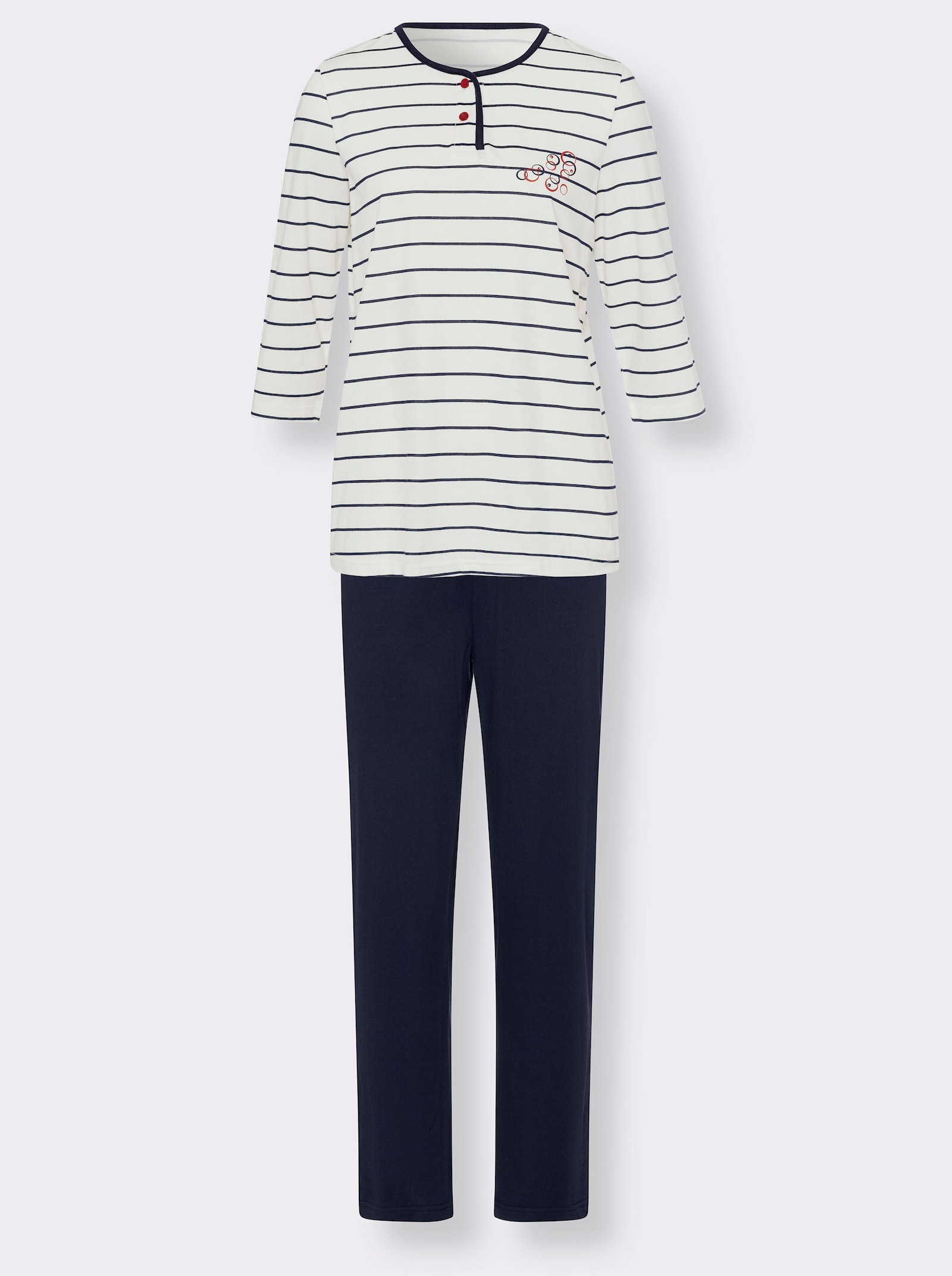 Pyjama met streepjespatroon - wit/marine