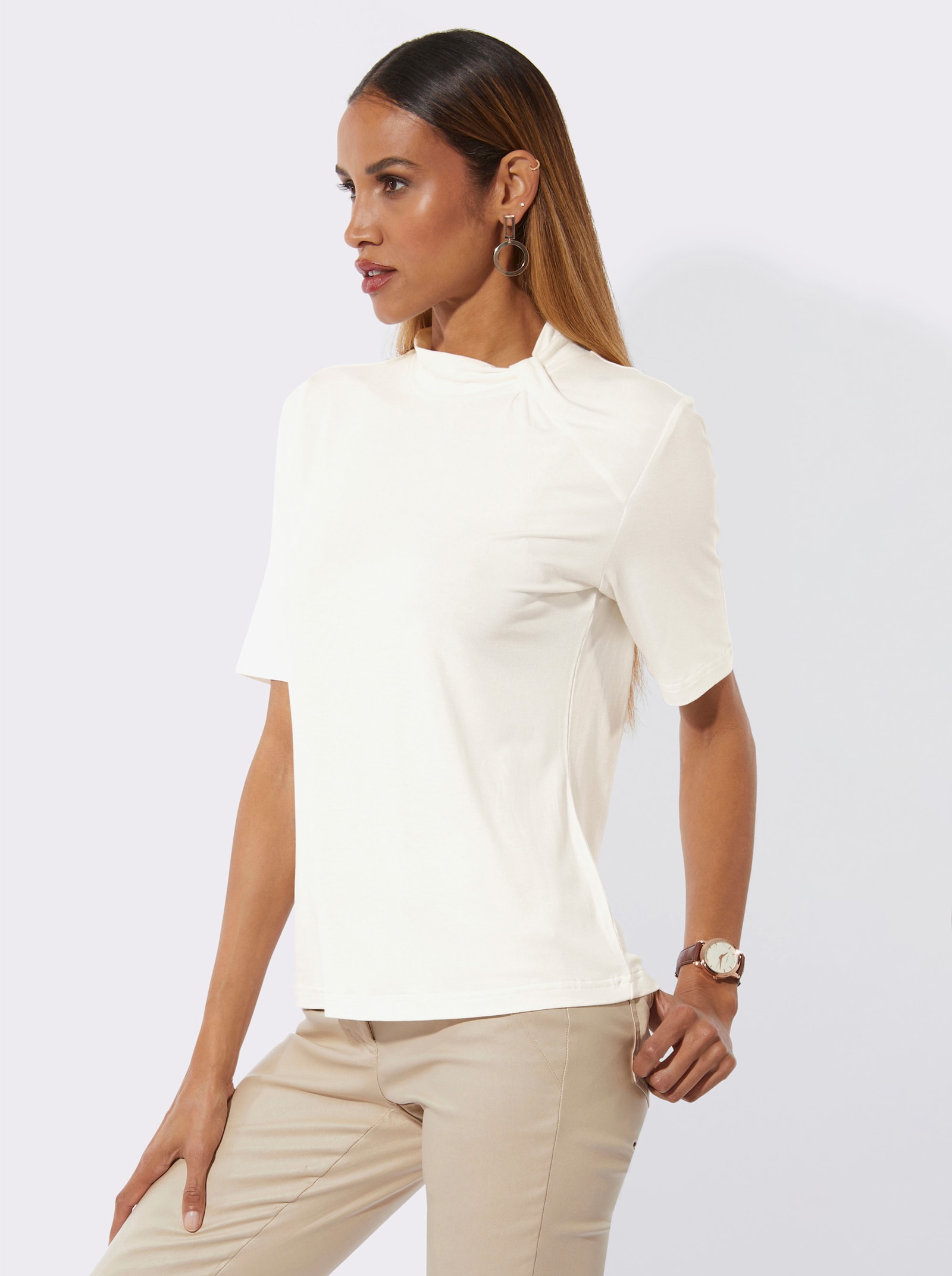 Stehkragenshirt - ecru