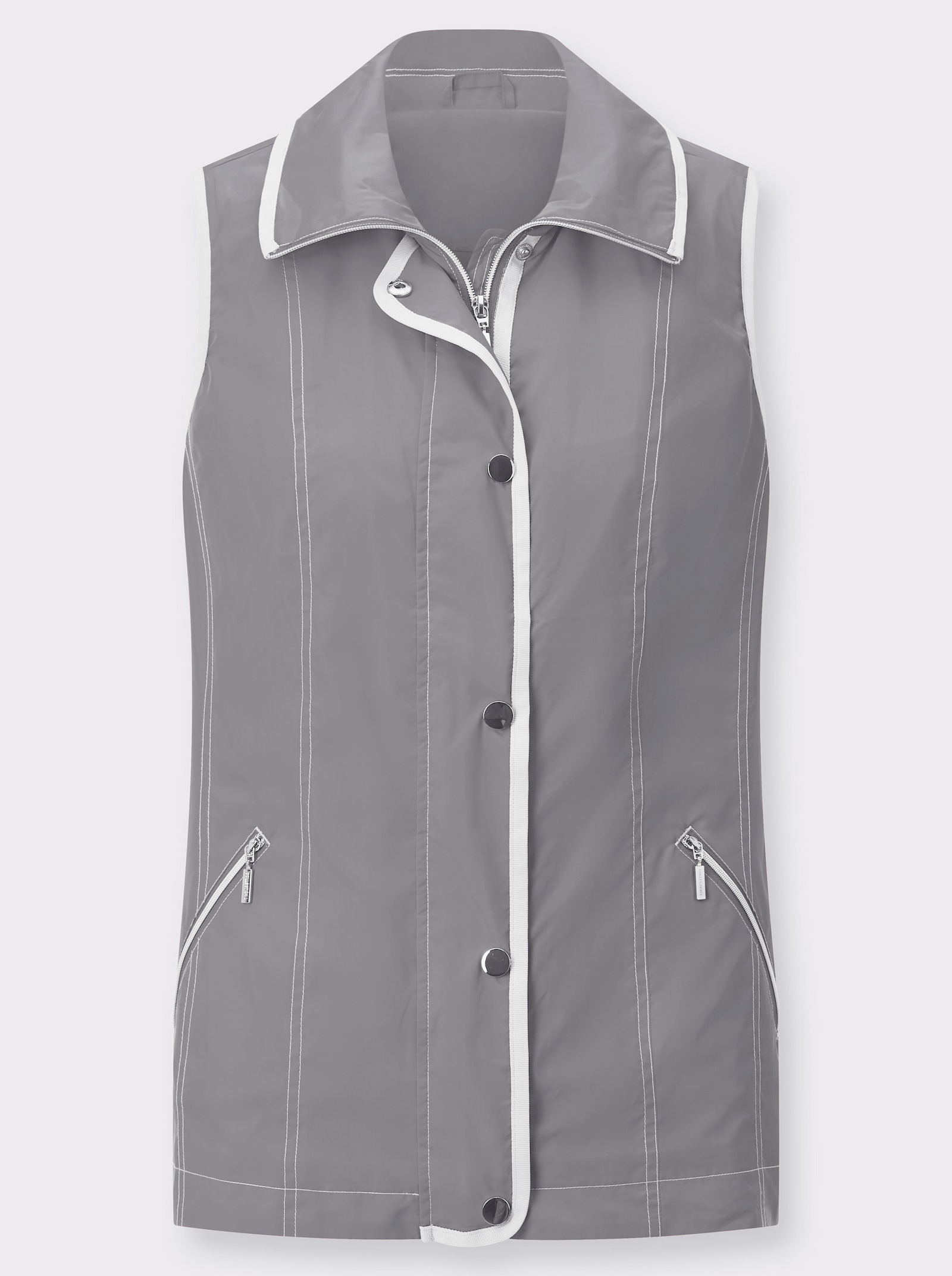 Weste mit Reißverschluss-Taschen - grau