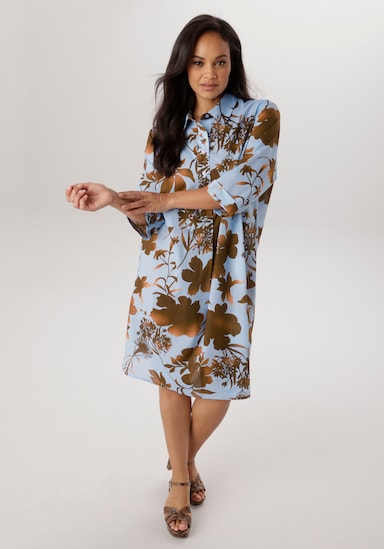 Aniston PLUS Hemdblusenkleid - hellblau-braun