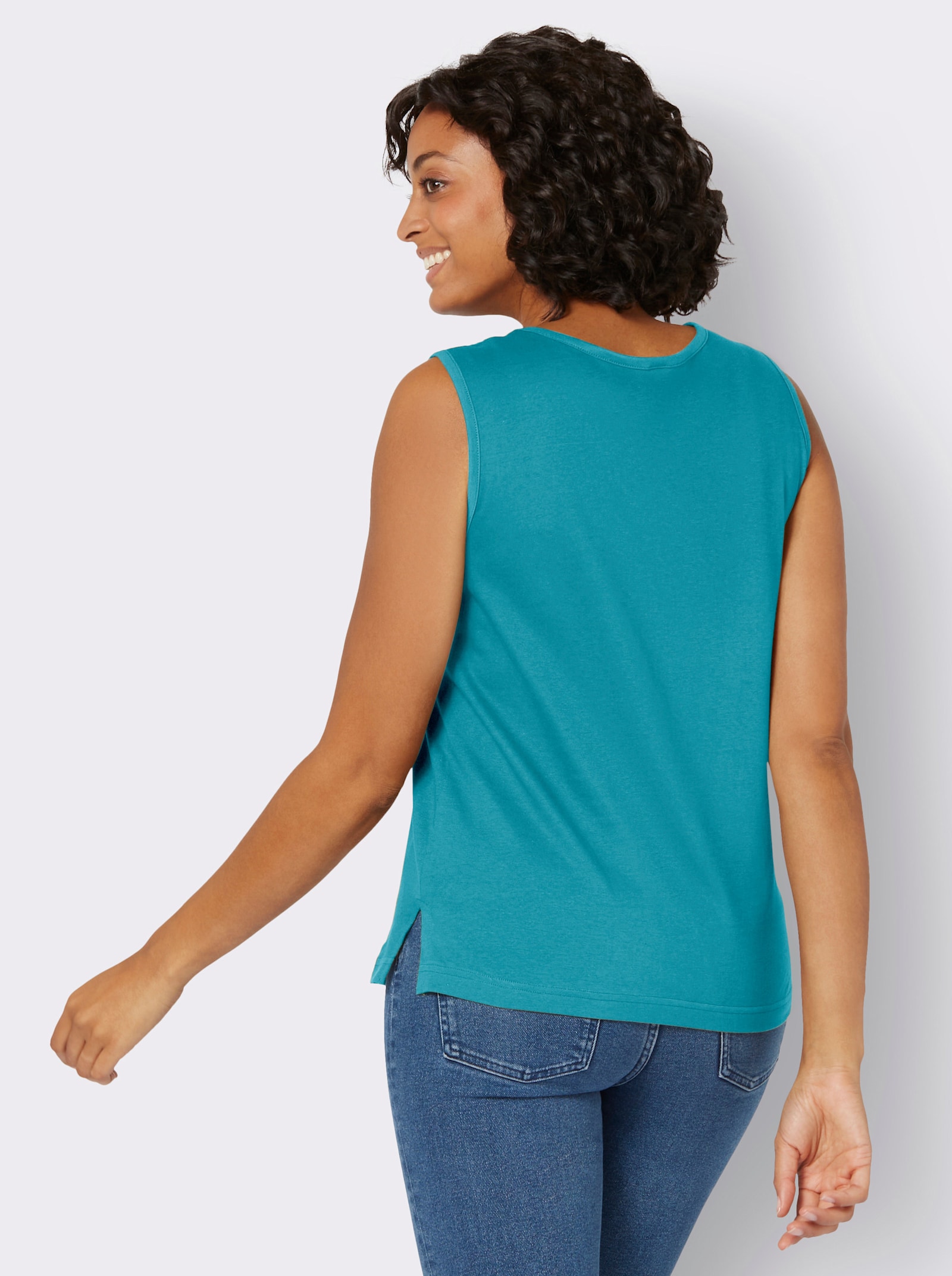 Shirttop mit Seitenschlitzen - türkis