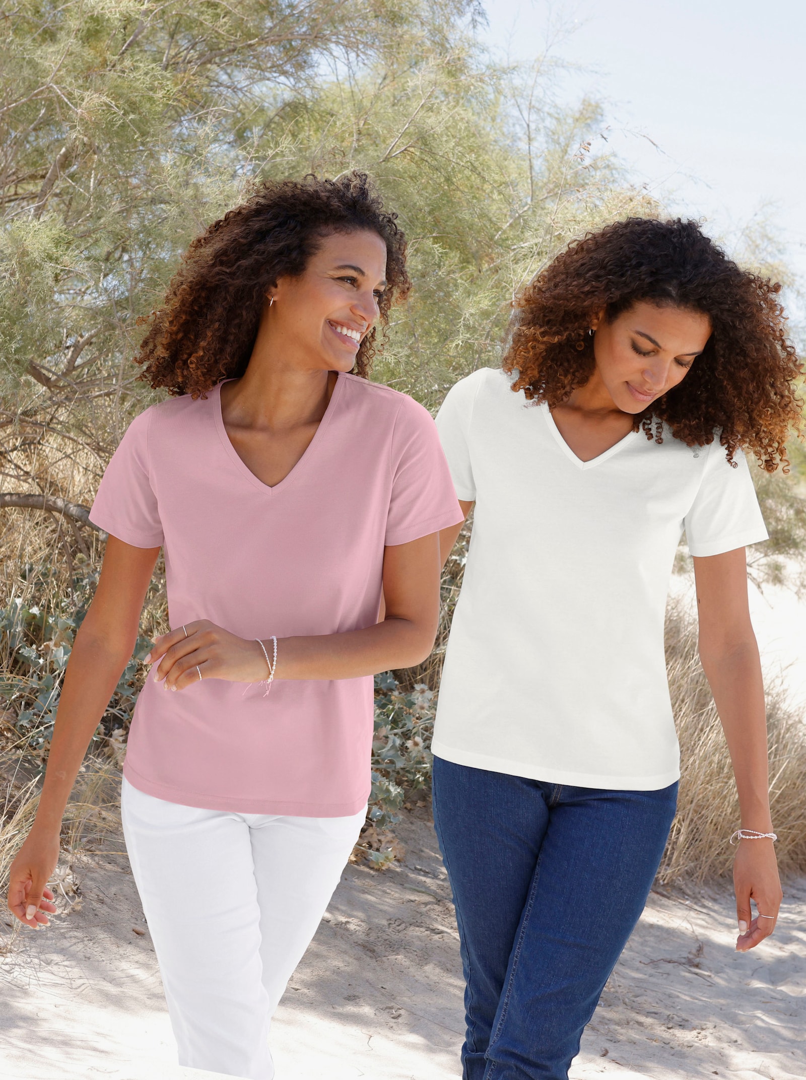 Tričko s krátkým rukávem v balení po 2 ks - růžová + ecru