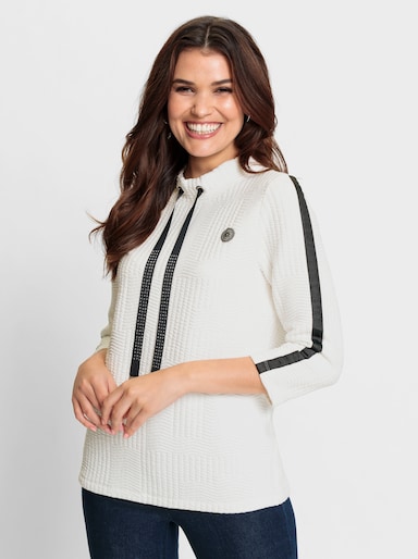 Shirt mit weitenregulierbarem Stehkragen - ecru