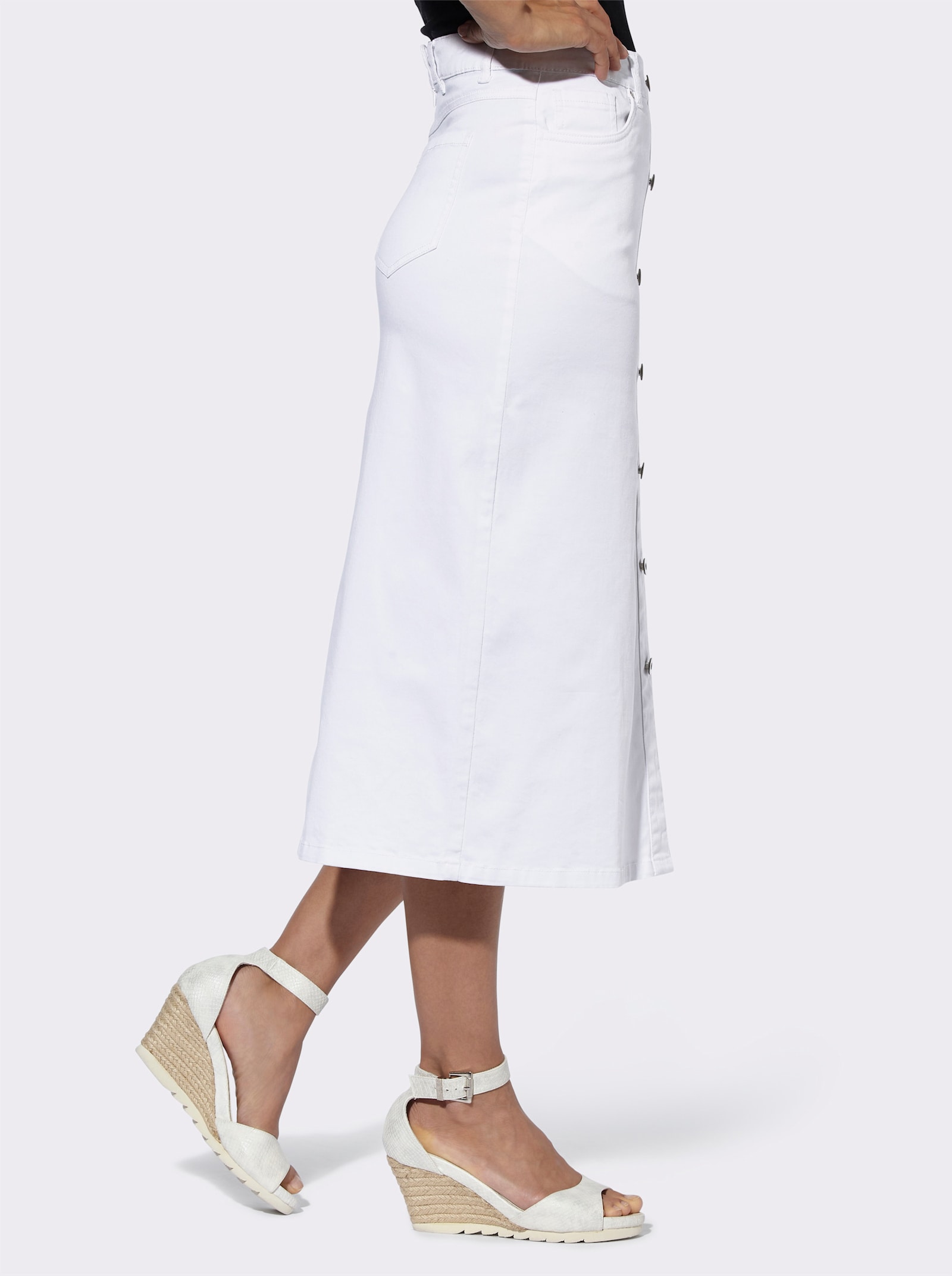 Jeansrock mit Gehschlitz - weiß