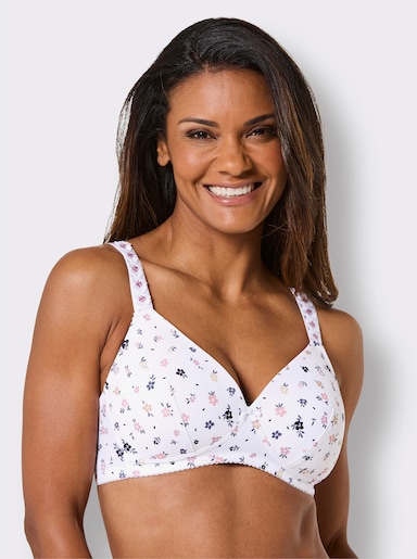 wäschepur Schalen-BH ohne Bügel mit Tüllstickerei-Spitze - weiß-mauve