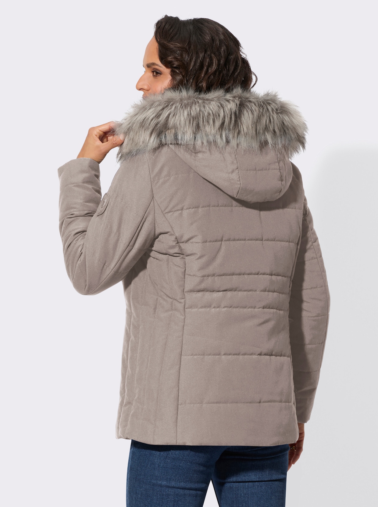 Outdoorjacke mit abnehmbarer Kapuze - taupe