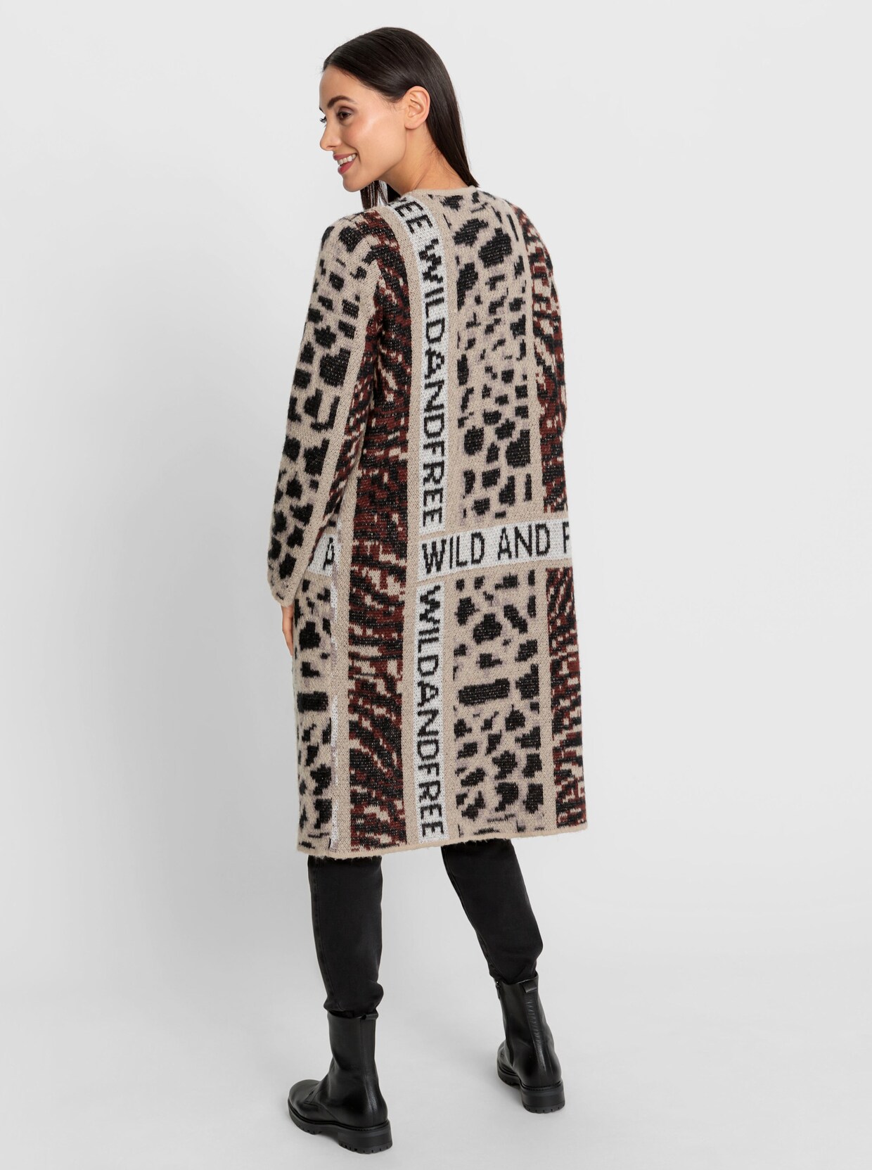 heine Jacquardvest - beige/zwart gedessineerd
