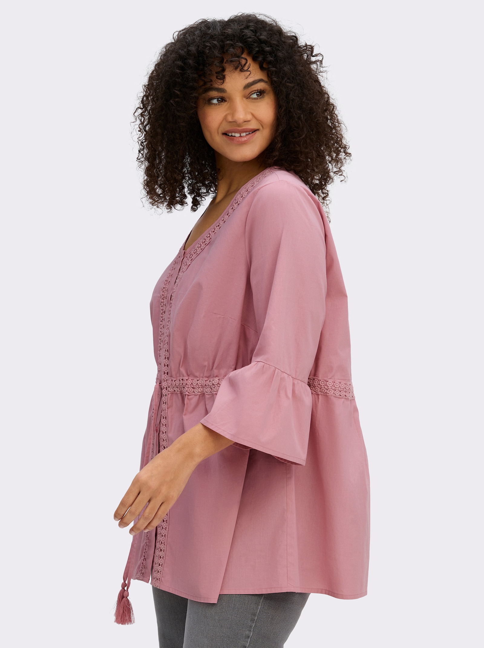 sheego Tunika mit Bindebändern - altrosa