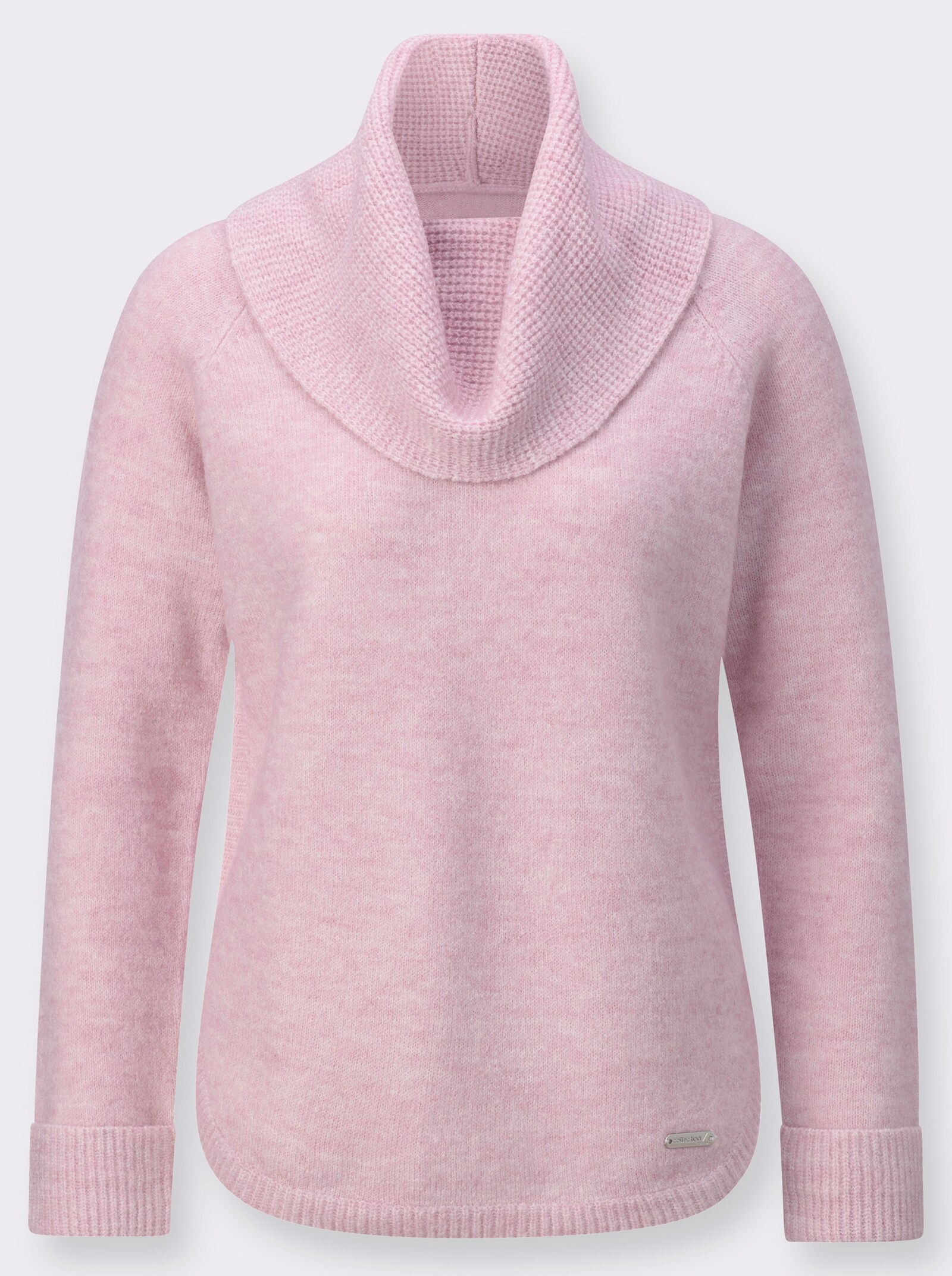 Rollkragenpullover aus Melangegarn - rosé-meliert