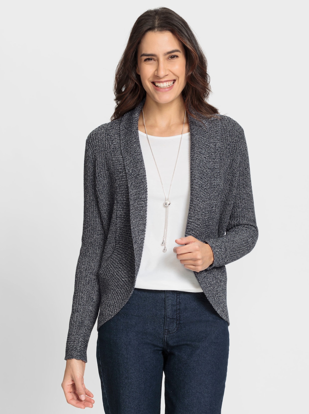 Strickjacke - marine-meliert
