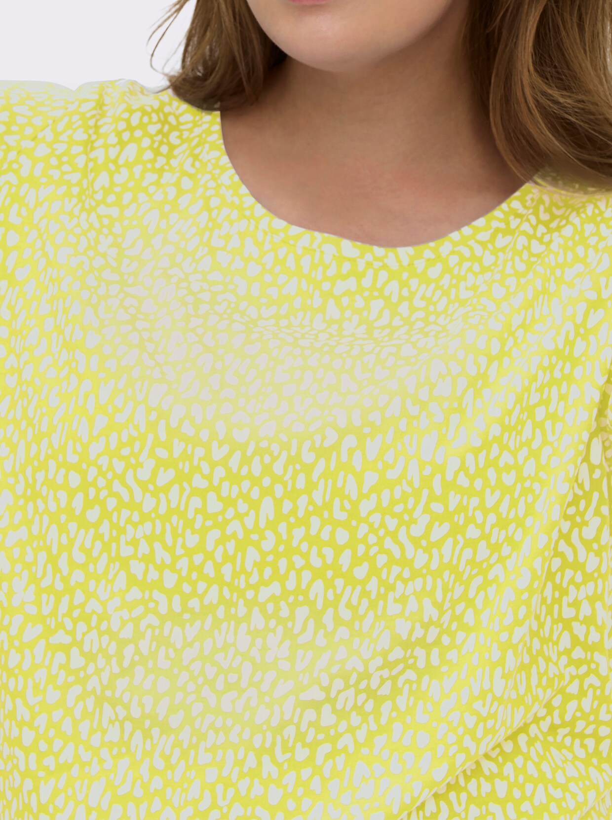 3/4-Arm-Shirt mit Minimal-Druck - weiß-limone-bedruckt