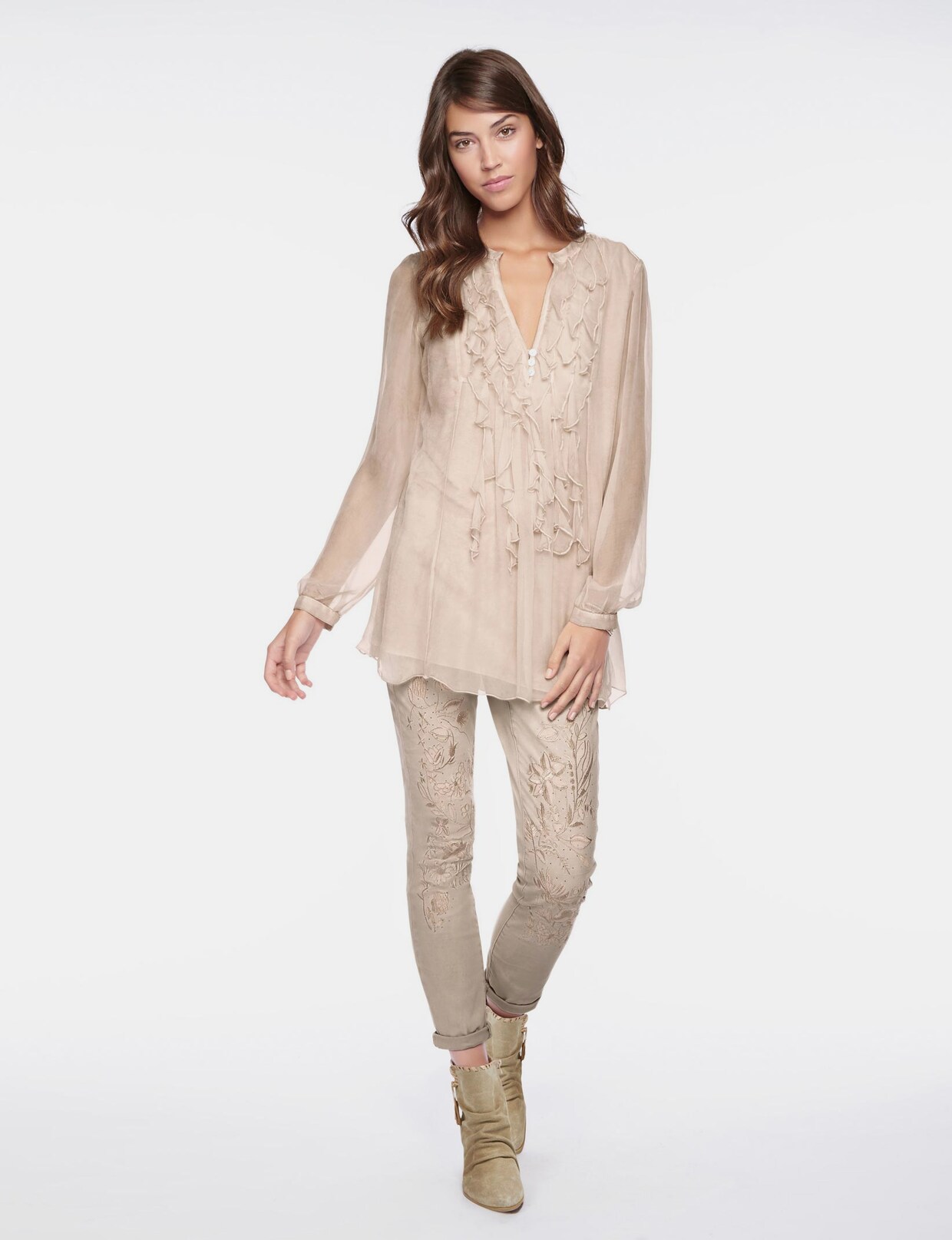 Ashley Brooke Longline blouse - zand