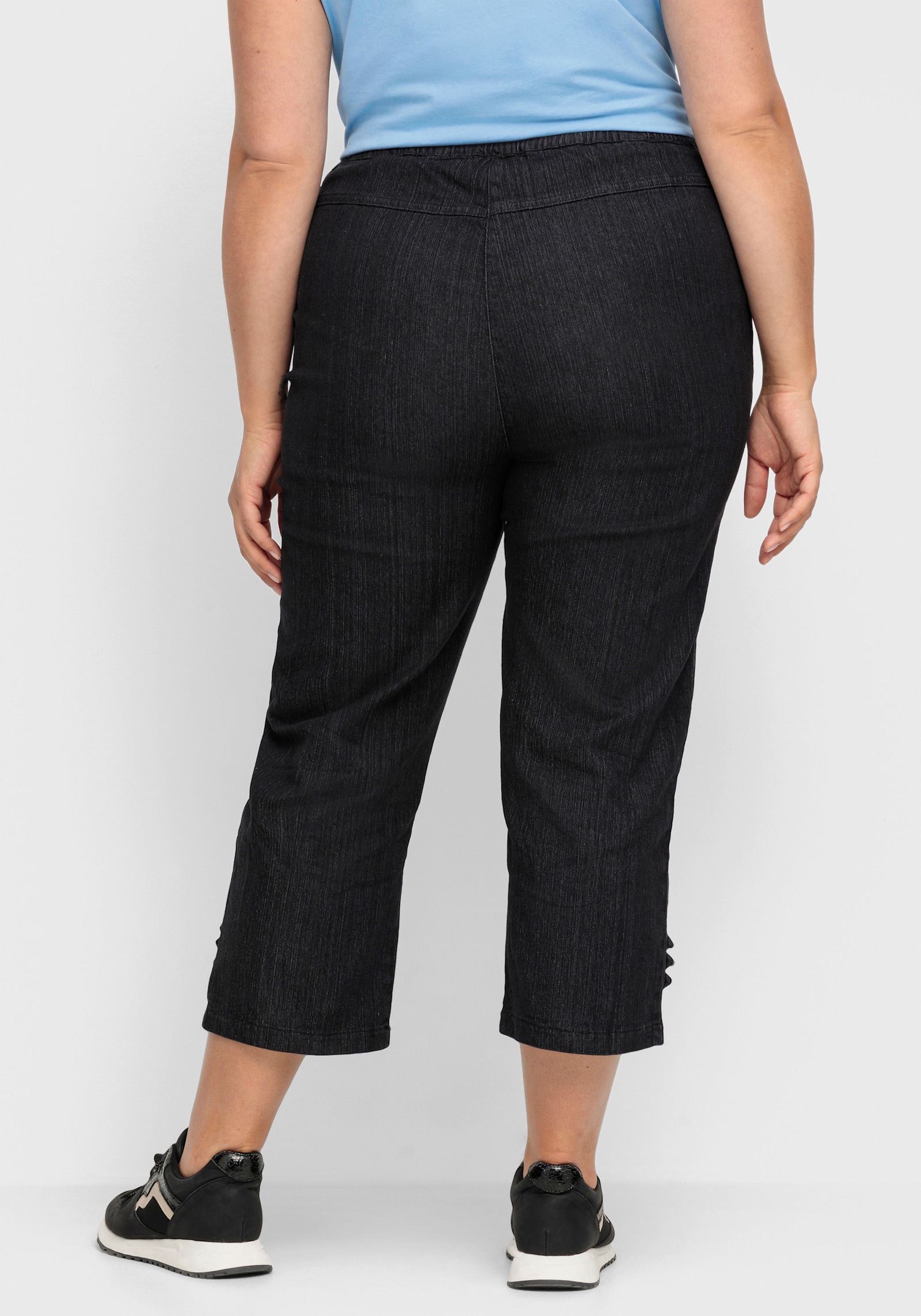 7/8-Jeans mit Zierriegel am Abschluss - black-denim