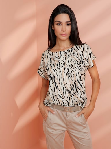 heine Druckbluse mit abstraktem Muster - champagner-schwarz-bedruckt