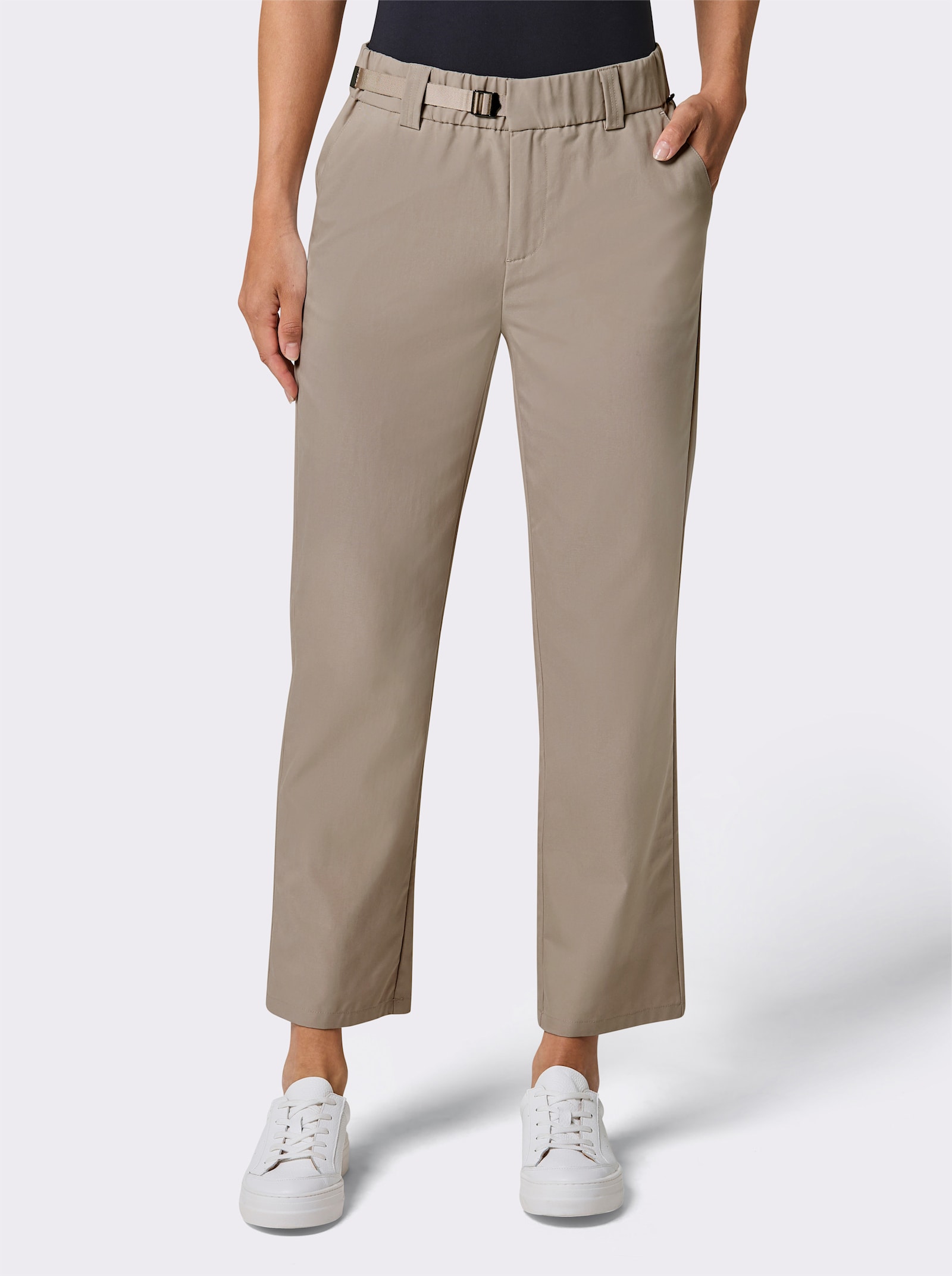 CREATION L PREMIUM Chinohose mit Ripsband - sesam