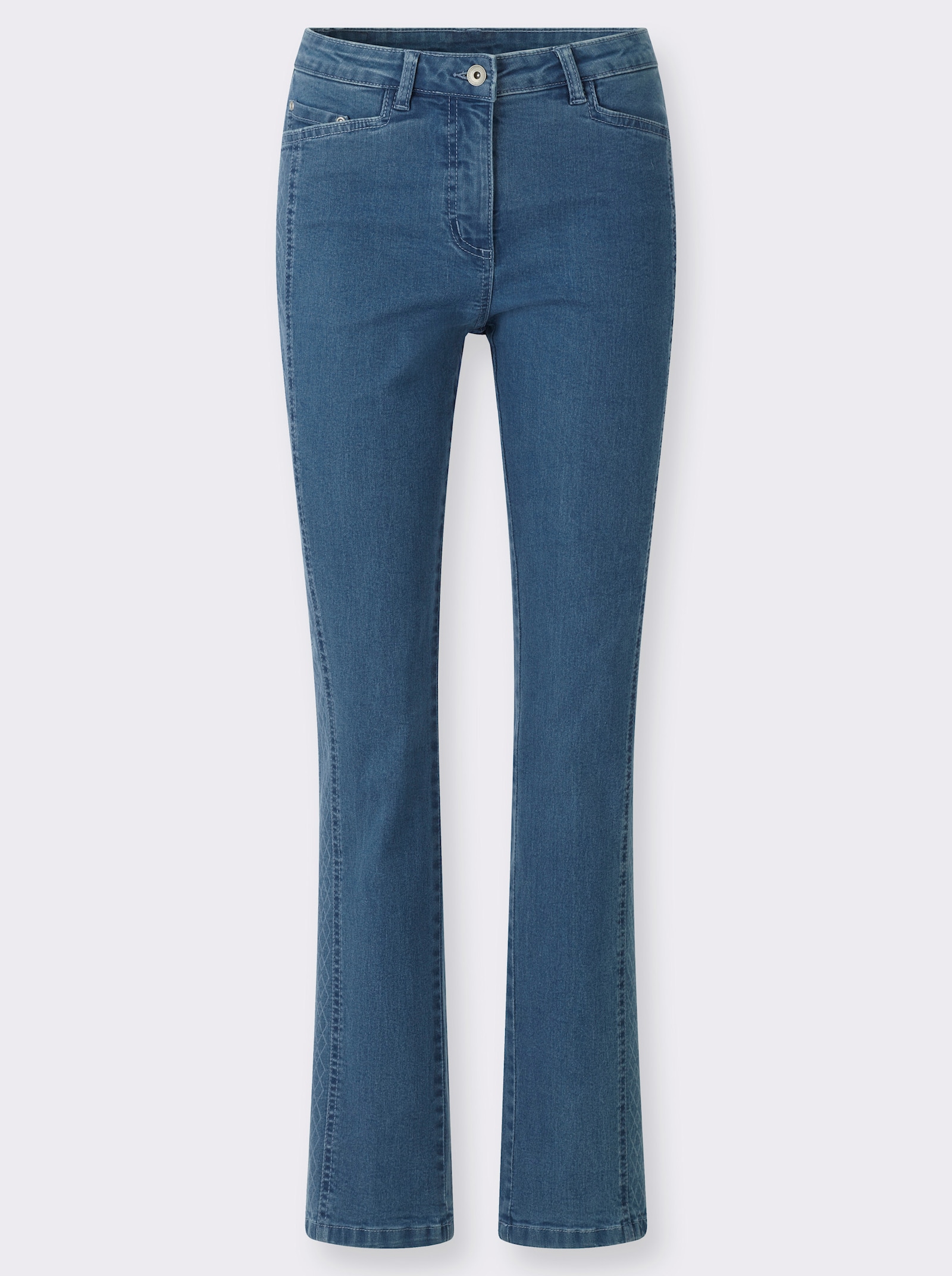 Jeans mit seitlichem Laser-Druckmuster - blue-bleached