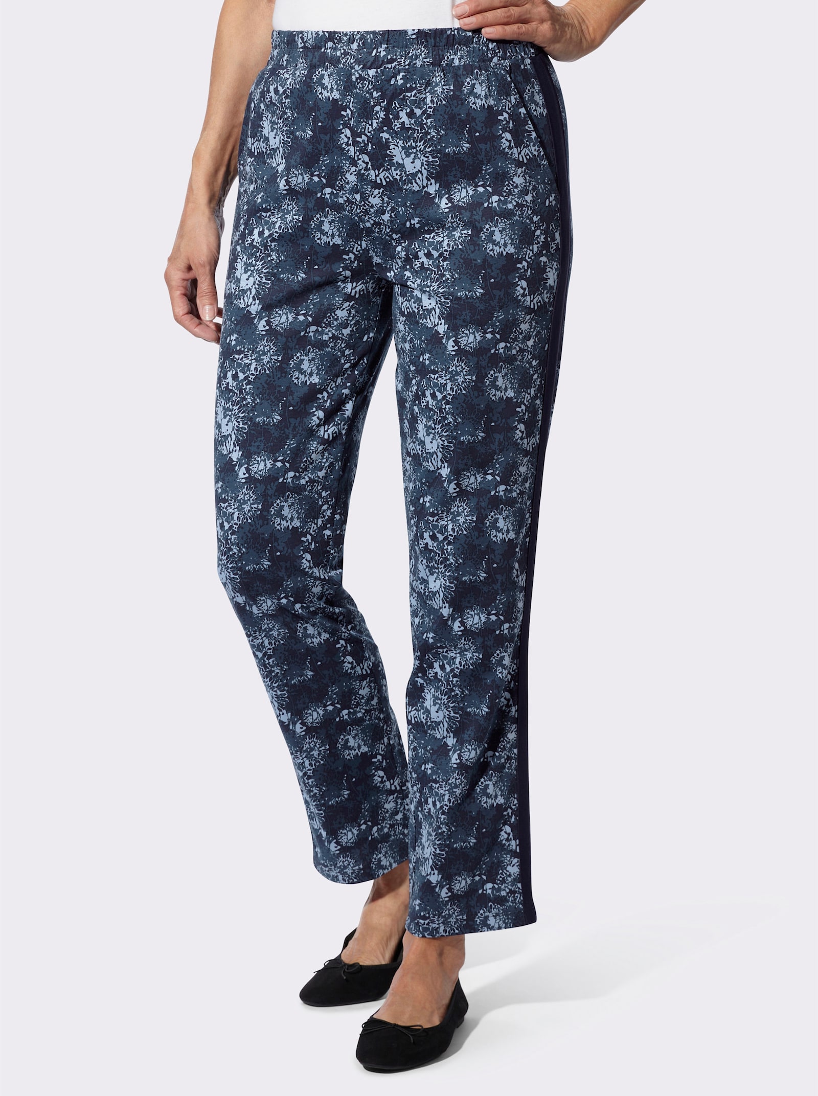 Freizeithose mit Galonstreifen - bleu-marine-bedruckt