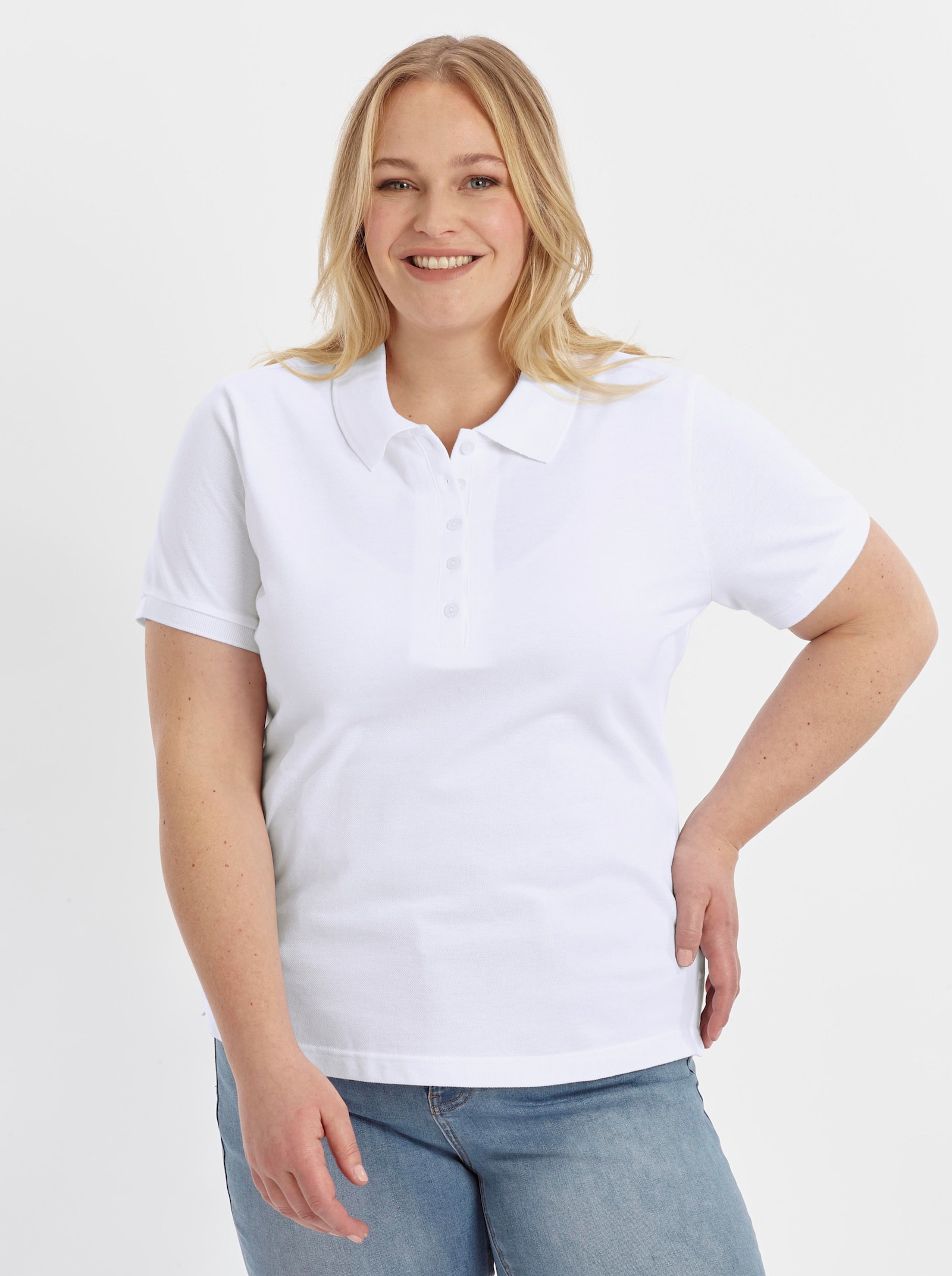 Poloshirt mit Seitenschlitzen - weiß