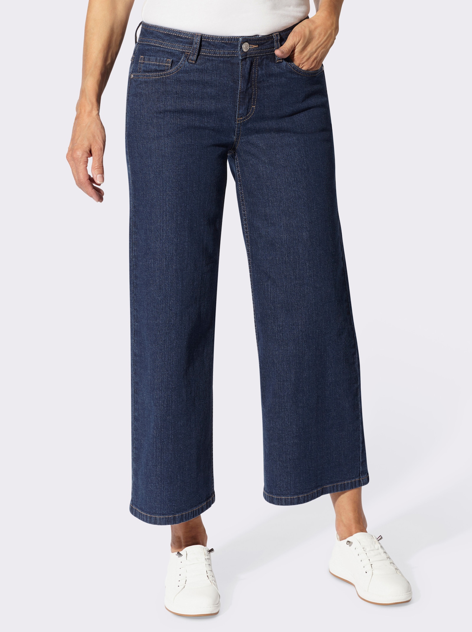Culotte in 5-Pocket-Form - blue-stone-washed