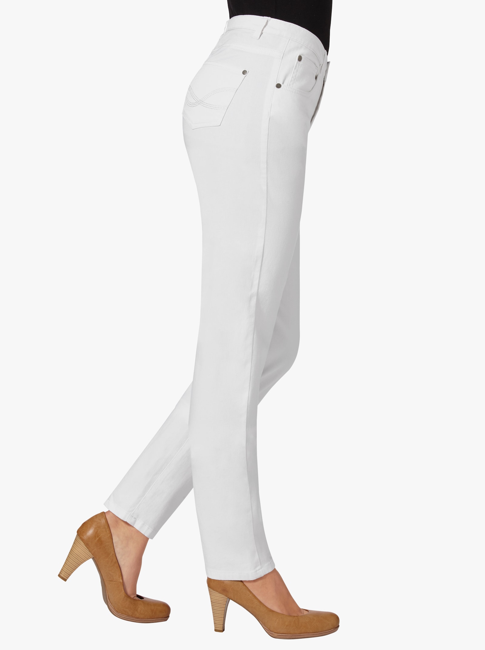 5-Pocket-Jeans mit bestickten Gesässtaschen - weiss