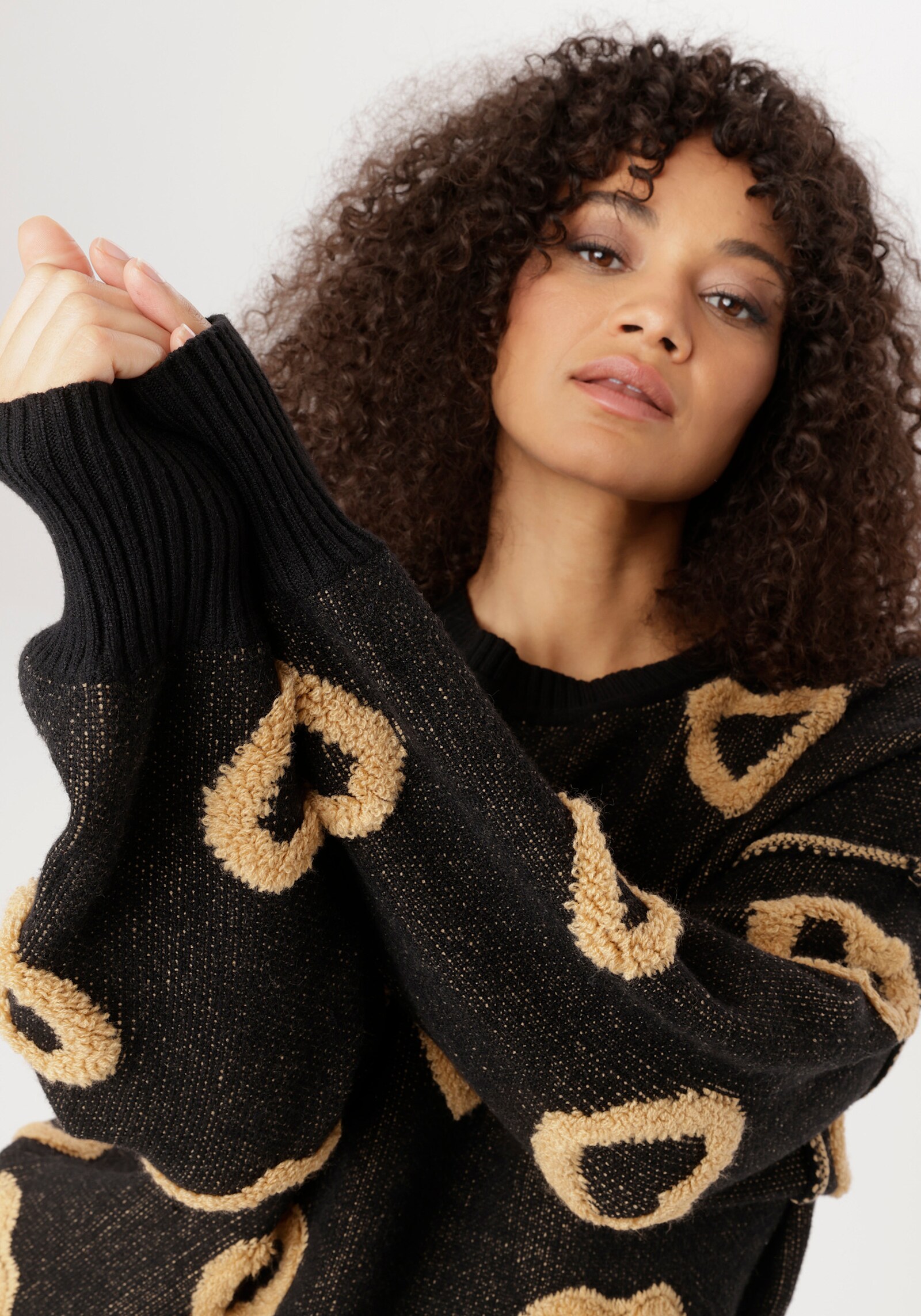 Aniston PLUS Strickpullover - schwarz-beige