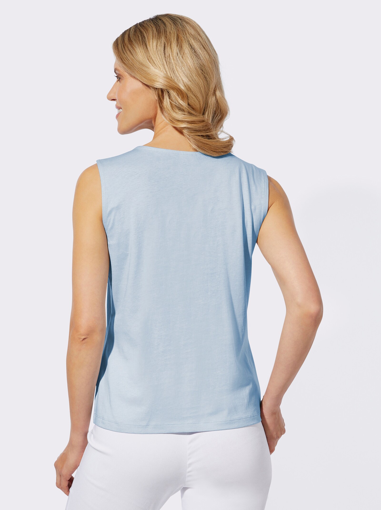 Top se srdcovým výstřihem - světlemodrá