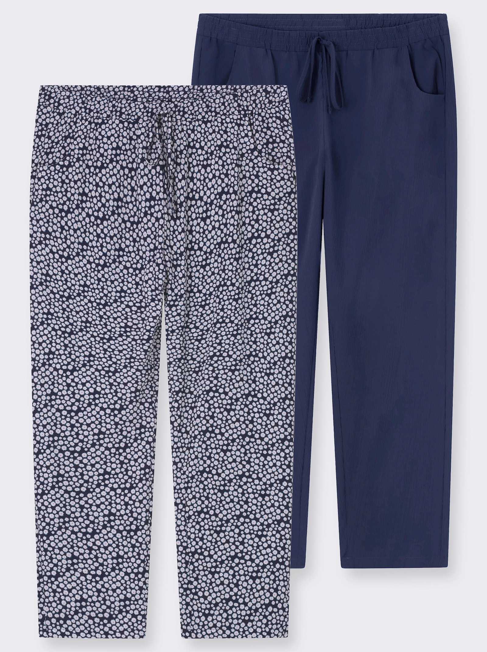 Schlupfhose im Doppelpack - marine + marine-weiß-bedruckt